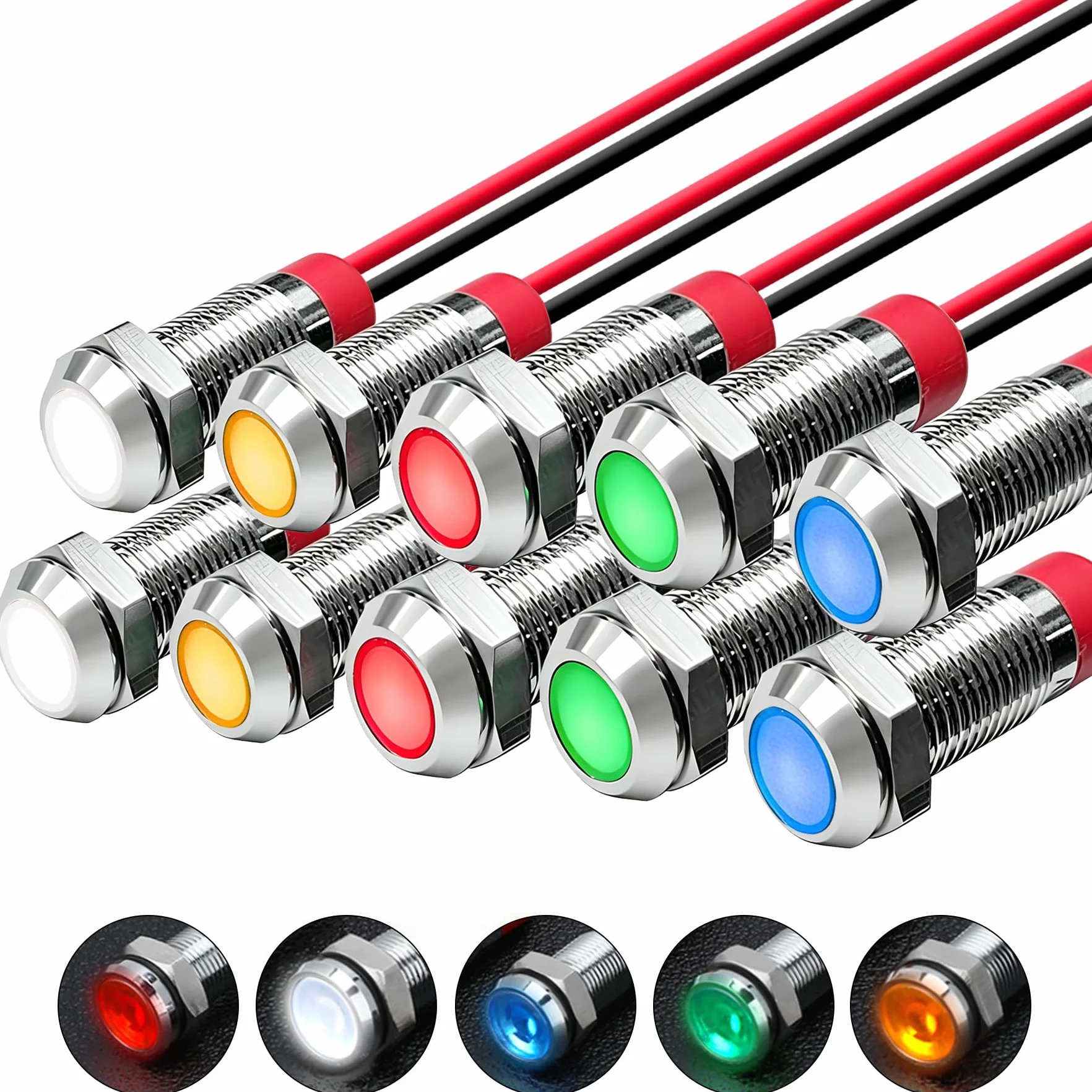 Joycabin 10 luci LED metallo 8 mm impermeabili AC/DC 12-24V per moto furgoni barche auto
