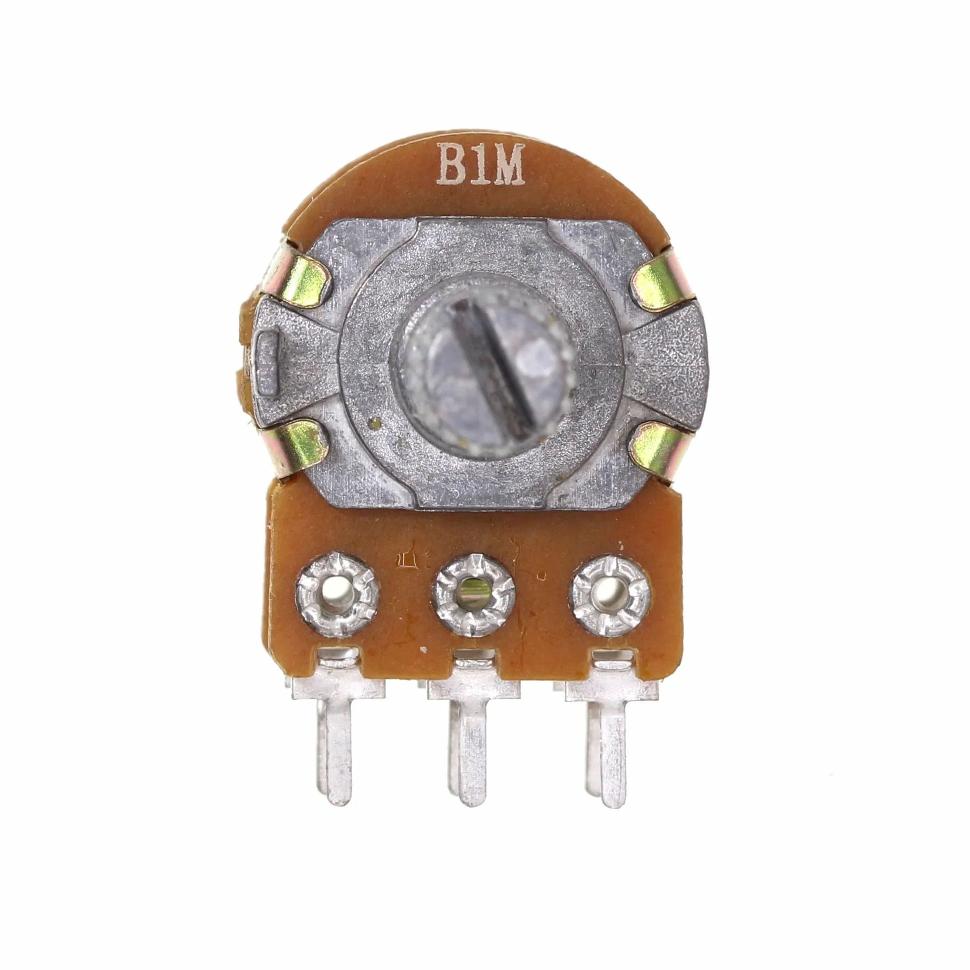 (Confezione di 10) WH148 Potenziometro orizzontale a doppia banda 6 pin B1M 1M Ohm Resistori variabili Albero zigrinato da 15 mm Cappucci manopola in lega di alluminio