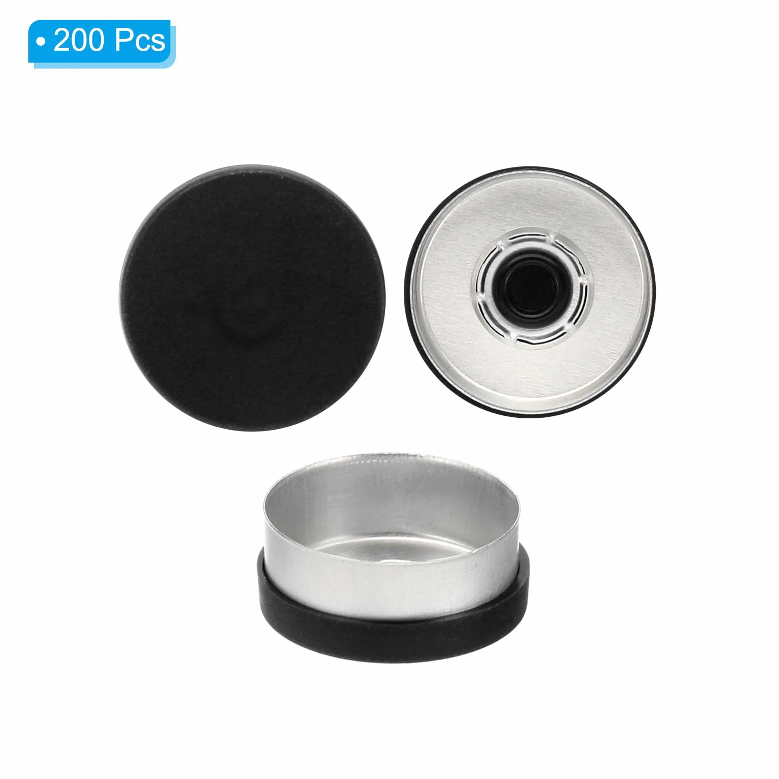 PATIKIL 20mm Tappi A Strappo 200 Pezzi Sigilli Per Fiale Plastica Alluminio Nero