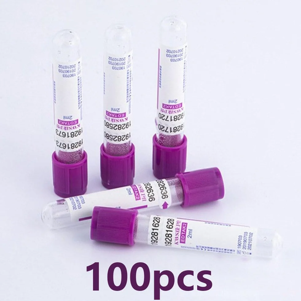 Provetta per Prelievo Di Sangue, Provetta per Prelievo Di Sangue Da 0,5/1/3 Ml, 1 Confezione Da 100, Provetta in Plastica Monouso, Provetta Anticoagulante Edtak2, Per Laboratori,0.5ml
