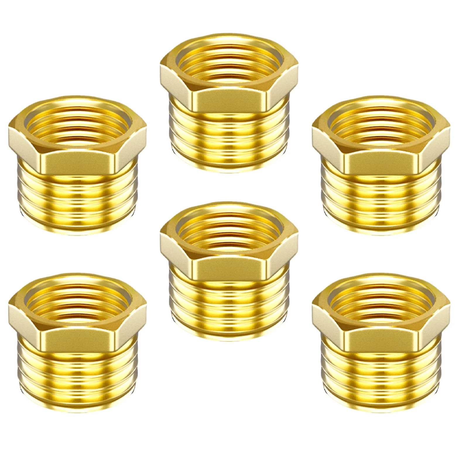 Riduttore in ottone 1/8 a 1/4 pollici filettatura esterna 1/4" x interna 1/8" raccordo per tubo 6 pezzi