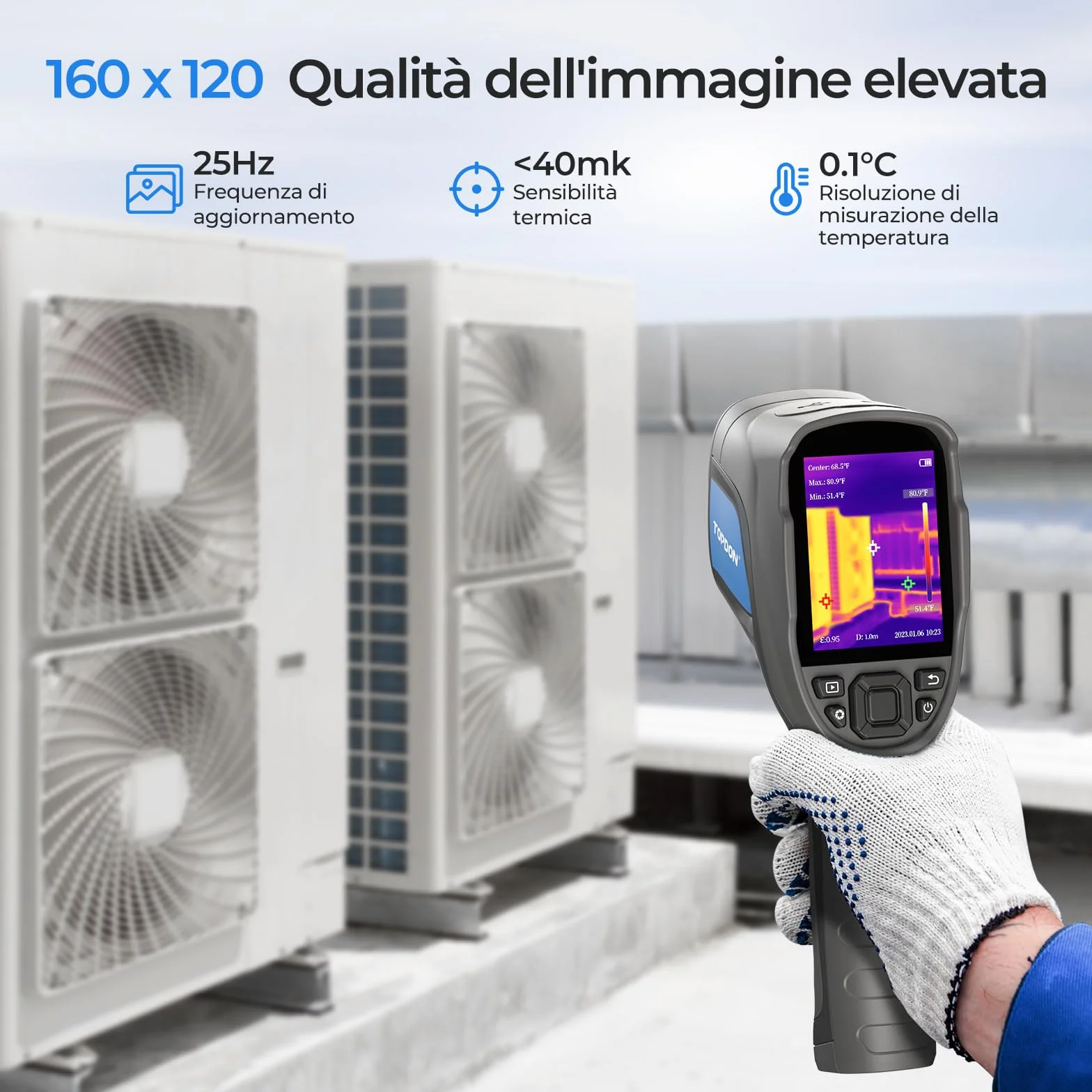 TOPDON TC004 Lite Termocamera Infrarossi, Telecamera Termica Portatile con Risoluzione 240x180 IR e Durata Della Batteria di 15 ore con Zoom 1x/2X/4X, Intervallo di Temperatura da -20℃ a +550℃