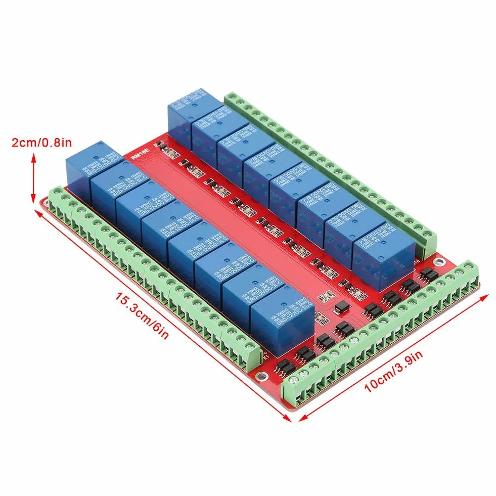 Estink Modulo Relè 16 Canali con Fotoaccoppiatore Isolato, Trigger Alto e Basso per Controllo Relay DC 24V