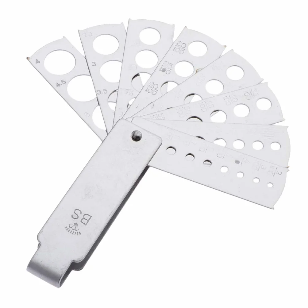 Dailymall Calibro di Misurazione per Pietre Preziose Diamantate con Calibro A Forma di Ventaglio in Alluminio - Argento, 8 Pezzi di Fan