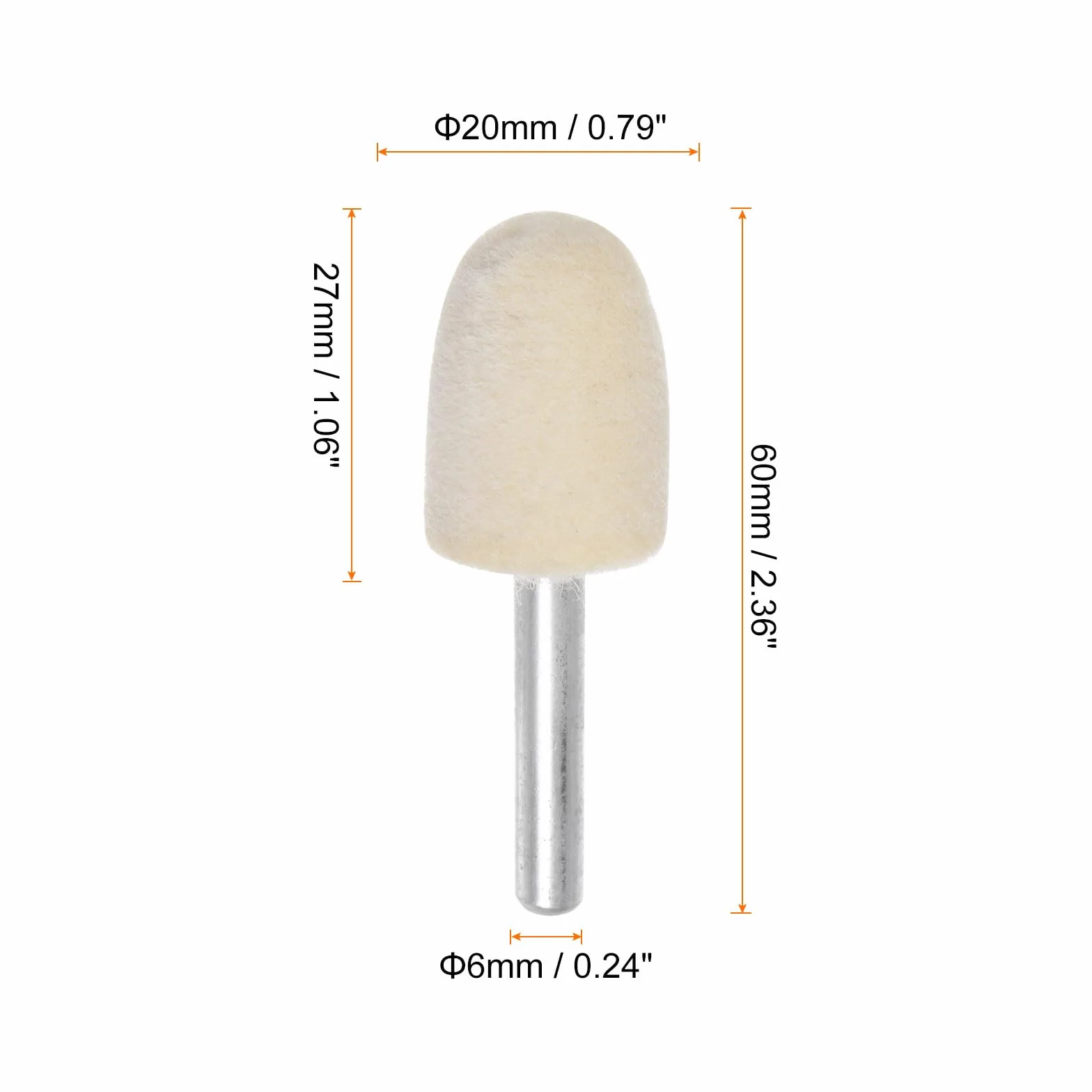 QUARKZMAN 10pz Punte Mandrino Montate Feltro Lana 20mm Testa 1/4 Pollici supporto Conico Lucidatura Punta Trapano Feltro Lucidatura Ruota per Strumento Rotante
