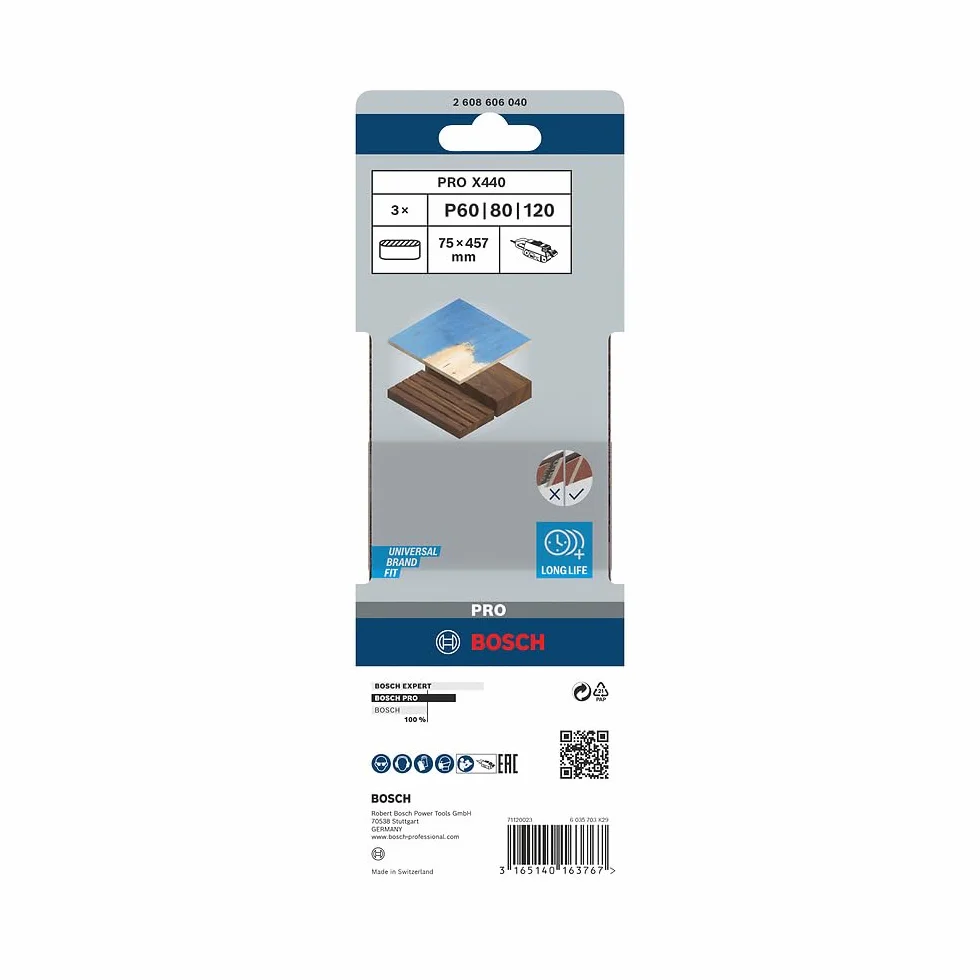 Bosch 2 608 606 040 Nastro Abrasivo, 75X457 mm