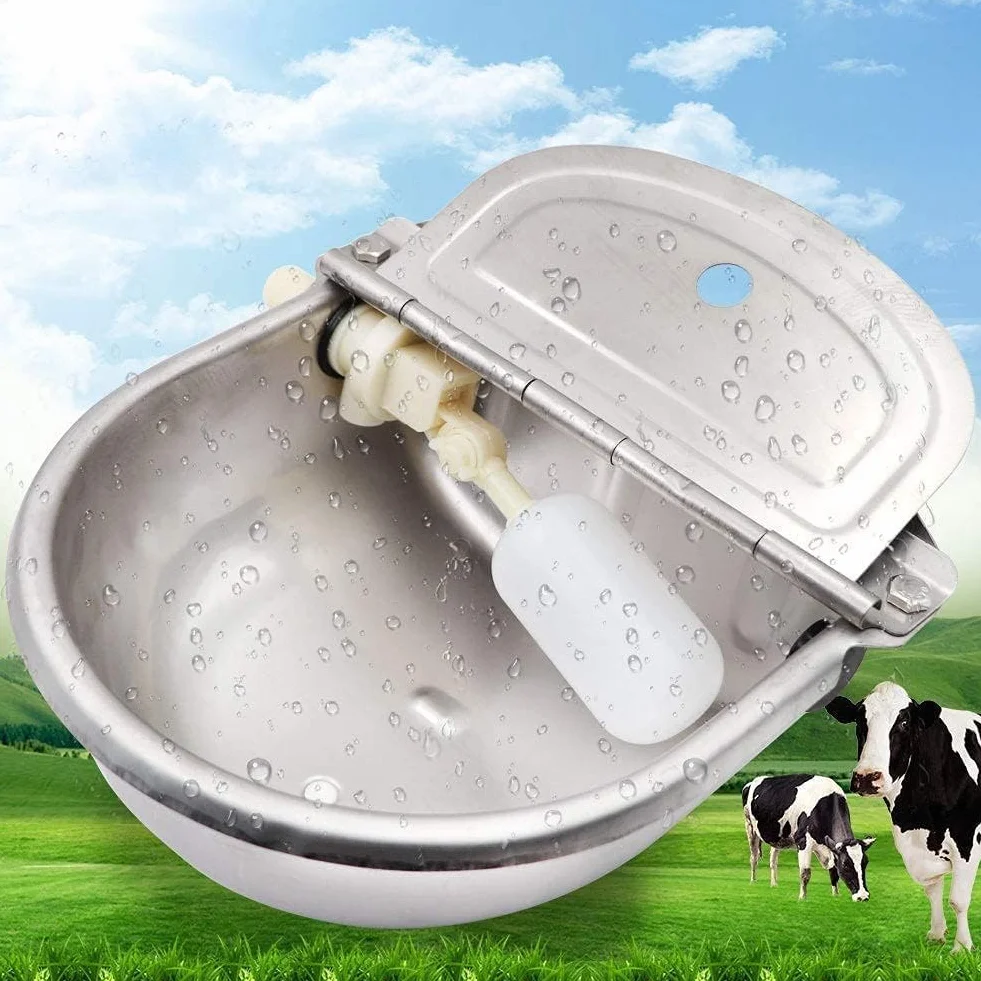 Abbeveratoio per Bovini in Acciaio Inox Grande Capacità Automatico Bestiame Ciotole d' Acqua Automatica Ciotola per Bestiame per Capre con Valvola Galleggiante Foro di Scarico