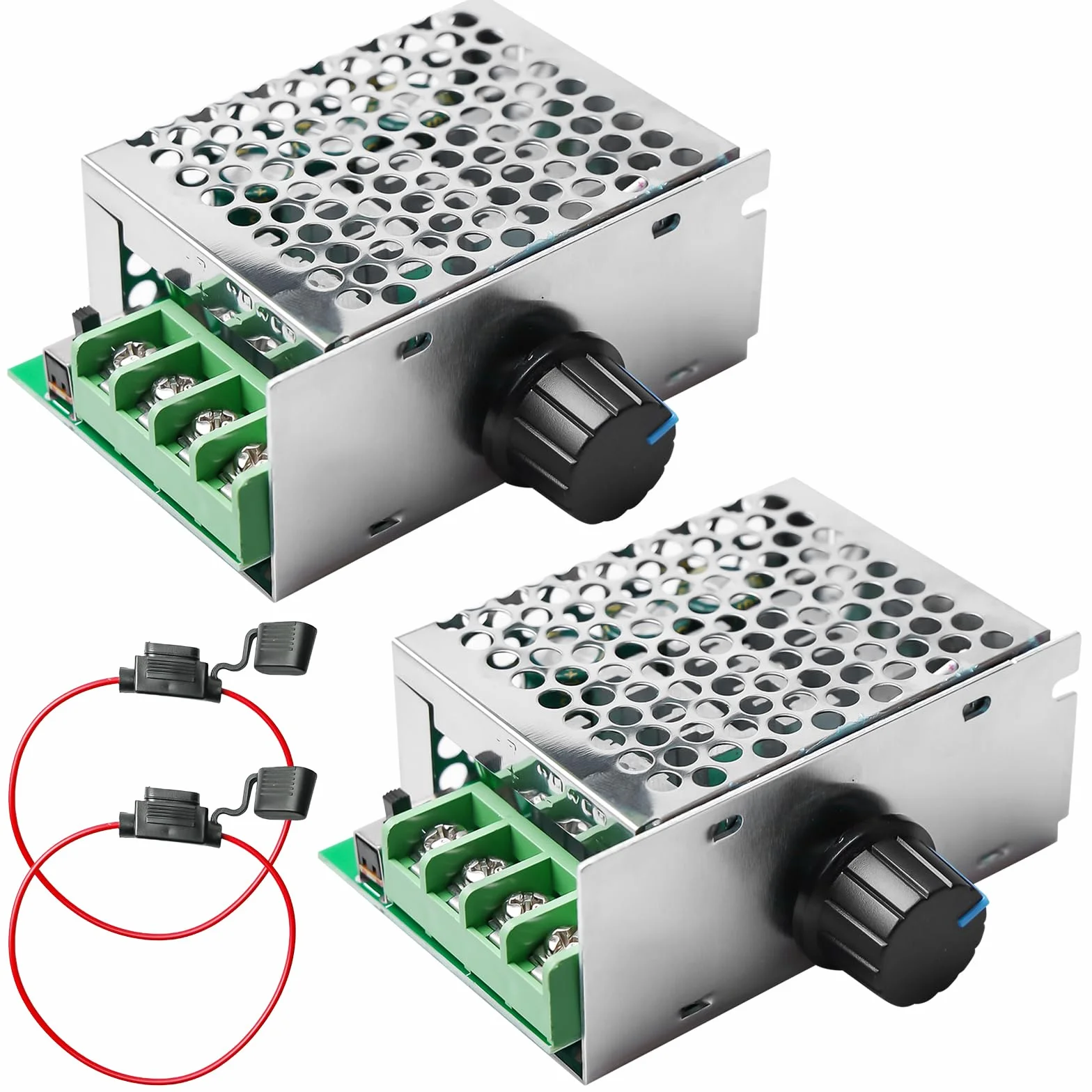 2 regolatori di velocità del motore 12 V: PWM DC 7 – 80 V 30 A, regolatore di velocità del motore, 12 V, 24 V, 48 V, 60 V, 70 V, DC con manopola, regolatore di tensione elettronico del motore