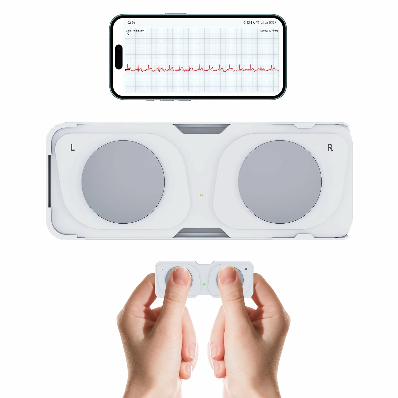 Monitor ECG mobile, dispositivo ECG personale, rileva fibrillazione atriale, bradicardia o tachicardia in 30 secondi, cardiofrequenzimetro, app per iOS/Android