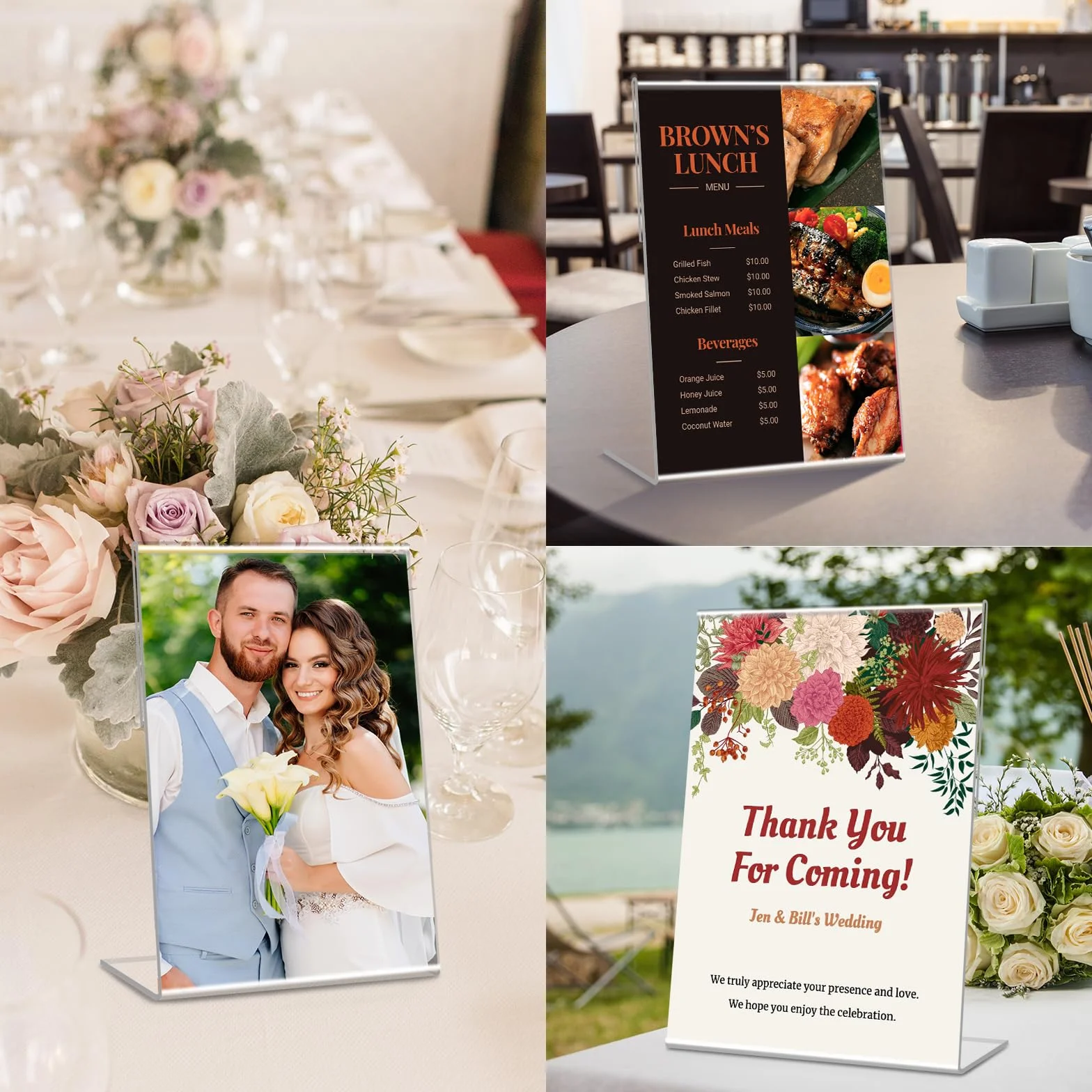 Pezzi Espositore Plexiglass A6 L Forma Porta Cartelli Acrilico Trasparente Porta Menu Da Tavolo