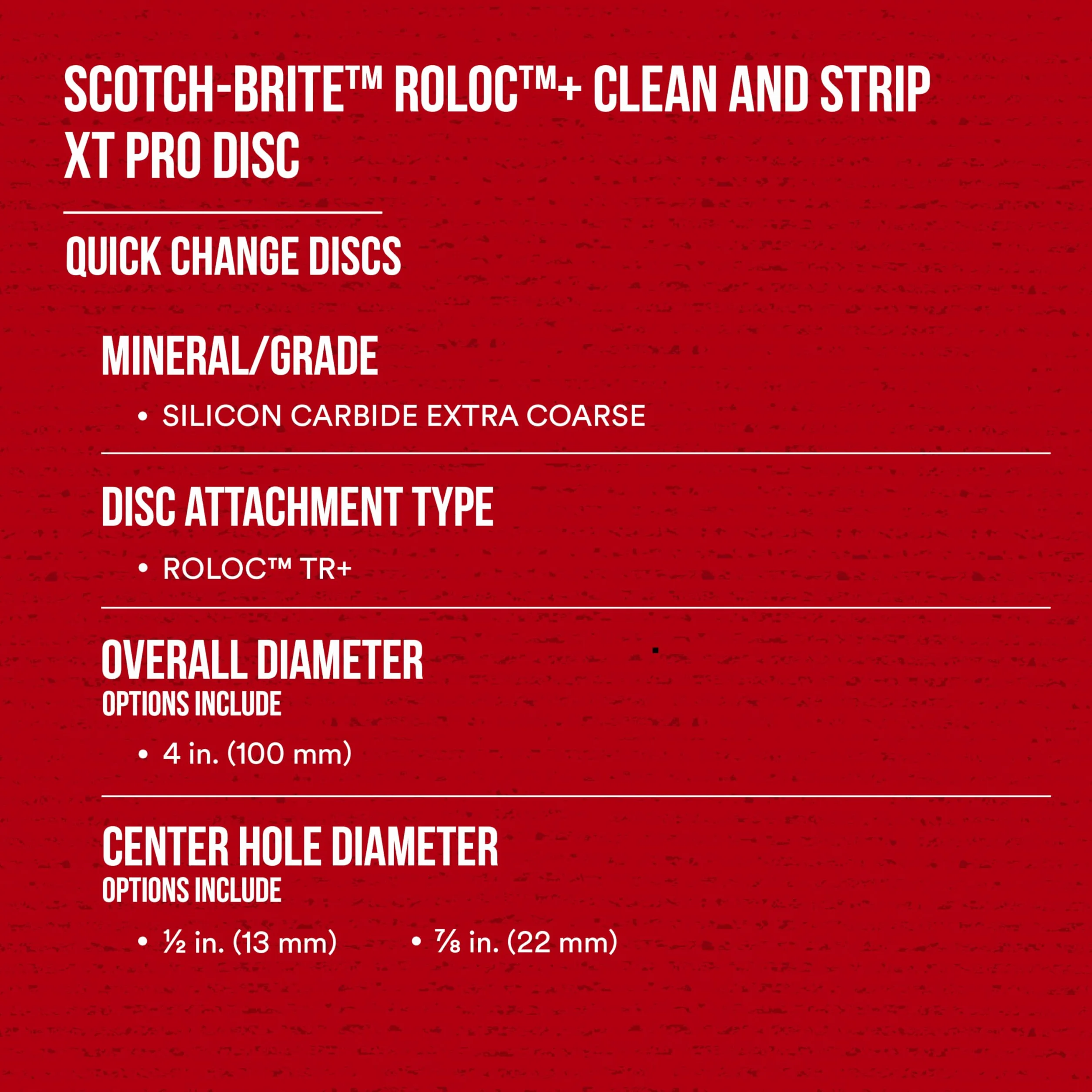 scotch-brite ™ Roloc + Clean and strip XT Pro Disc, TR +, 4 in x 1/2 in, S xcs, confezione singola