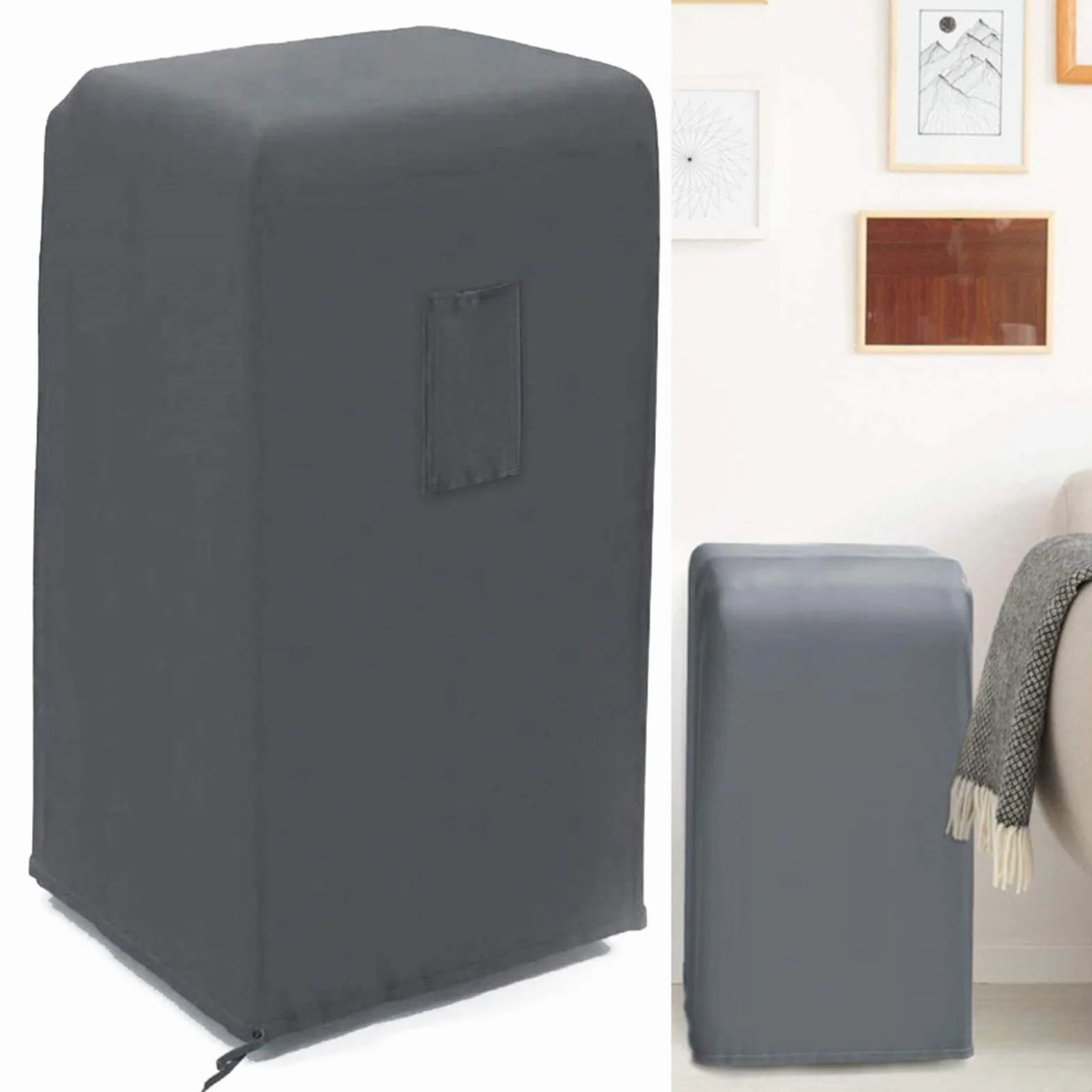 Custodia protettiva antipolvere per condizionatore d'aria, portatile, con tasca laterale per telecomando, grigio, 40 x 45 x 76 cm (grigio)