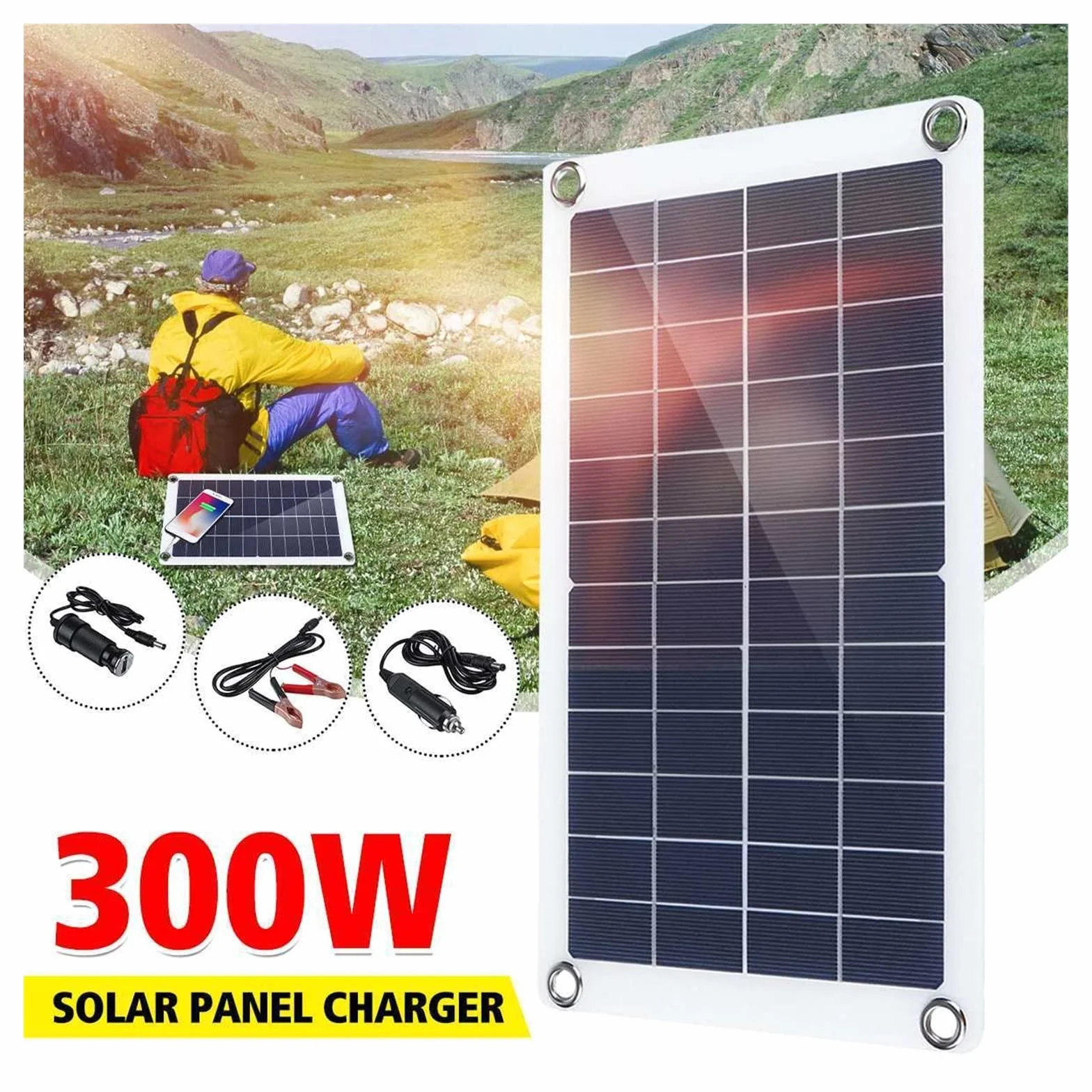 Pannelli solari portatili 300W Kit pannello solare 12V Ricarica USB Scheda di controllo delle cellule solari Celle solari impermeabili portatili per telefono RV Car MP3 little surprise