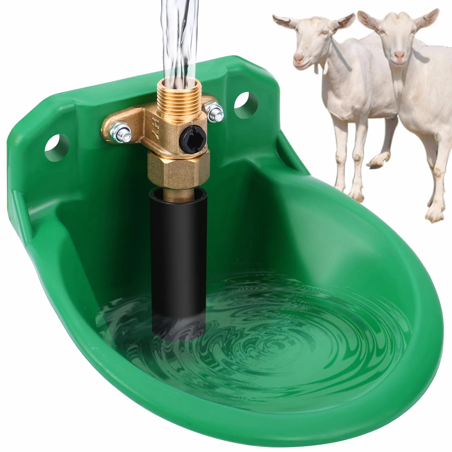 Piscina automatica per pecore, bevitori da bestiame con fori di scarico, approvvigionamento idrico automatico per cavalli, bovini, pecore, suini e cani, beve di salice, verde