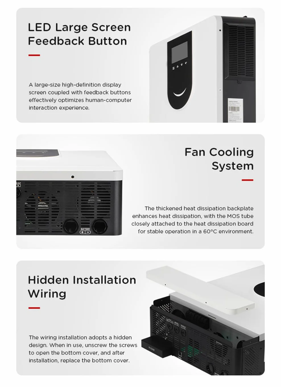 Inverter Solare Ibrido Da 6,2 Kw, Inverter Ibridi Con Regolatore Di Carica Solare Mppt Da 120 A, Carica Solare Con Doppia Uscita, Ingresso Pv Massimo 450 VDC, Inverter Su/Fuori Rete