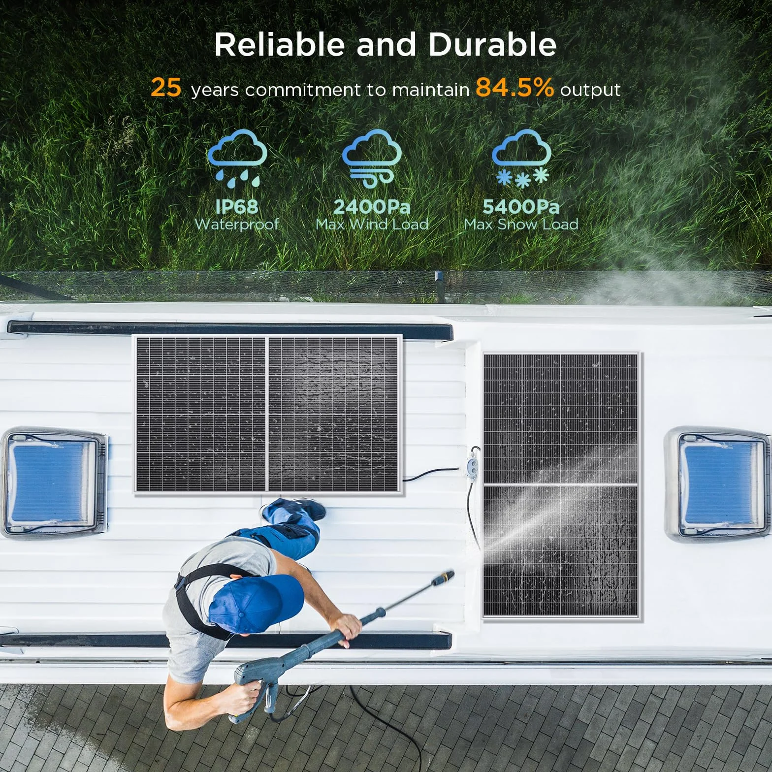 Pannello solare bifacciale da 400 W tipo N 16BB 2 x 200 W 12/24 V 25% modulo fotovoltaico monocristallino ad alta efficienza per roulotte
