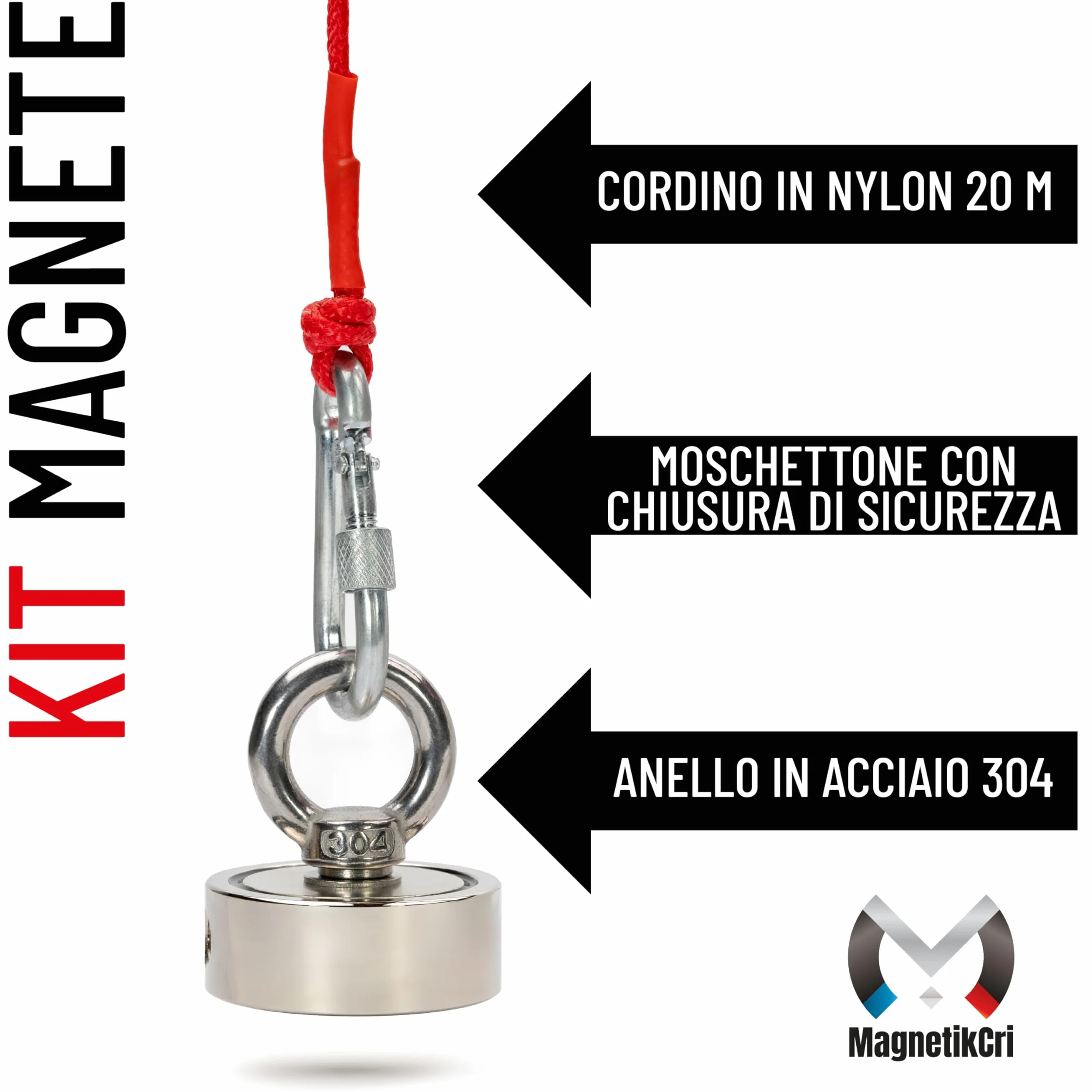 Magneti Neodimio con Protezione in Acciaio Capacità di Carico 100kg