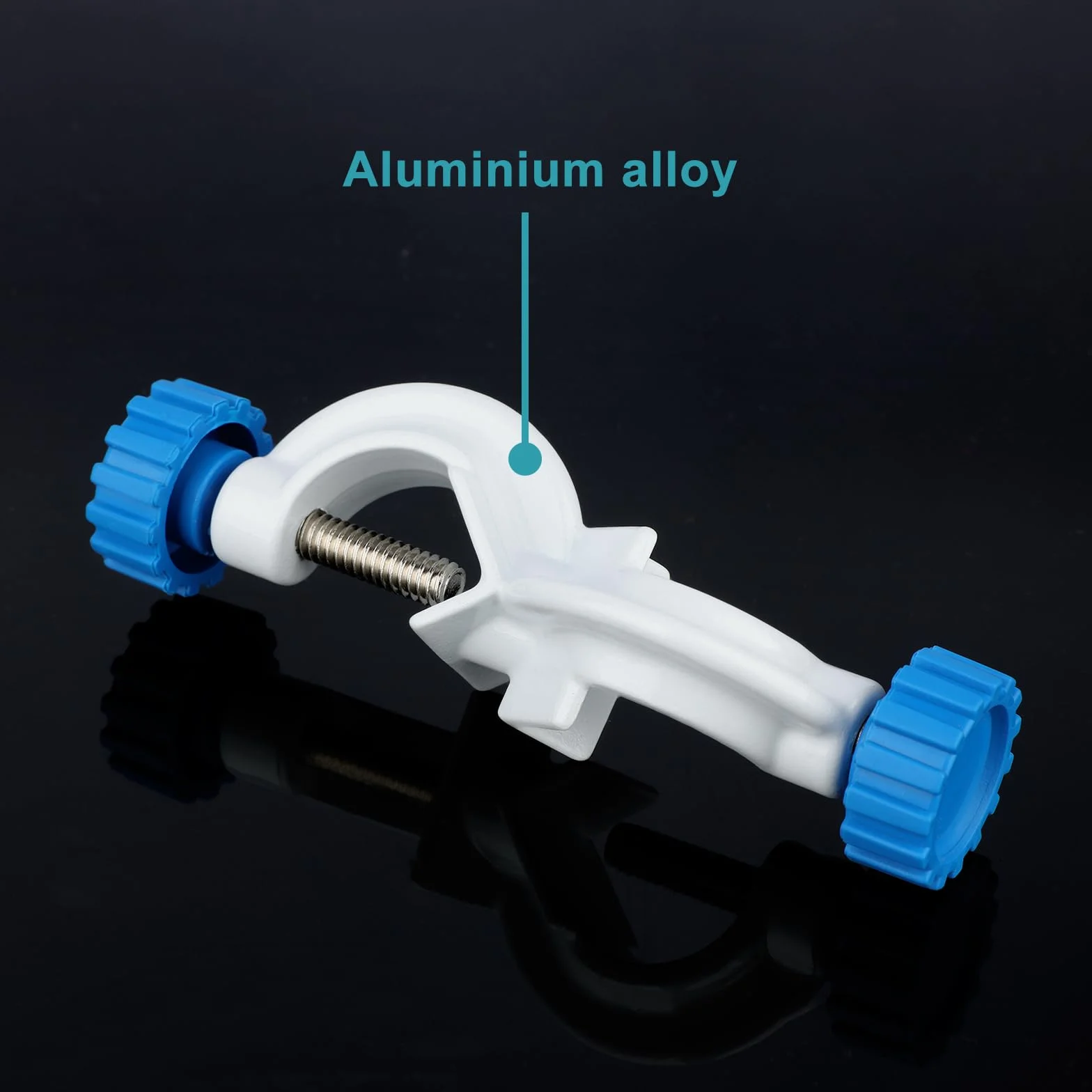 stonylab Morsetto Regolabile, Confezione da 2 Morsetti da Laboratorio in Lega di Alluminio, per Aste fino a 21 mm, Rivestiti in Bianco per Uso di Laboratorio