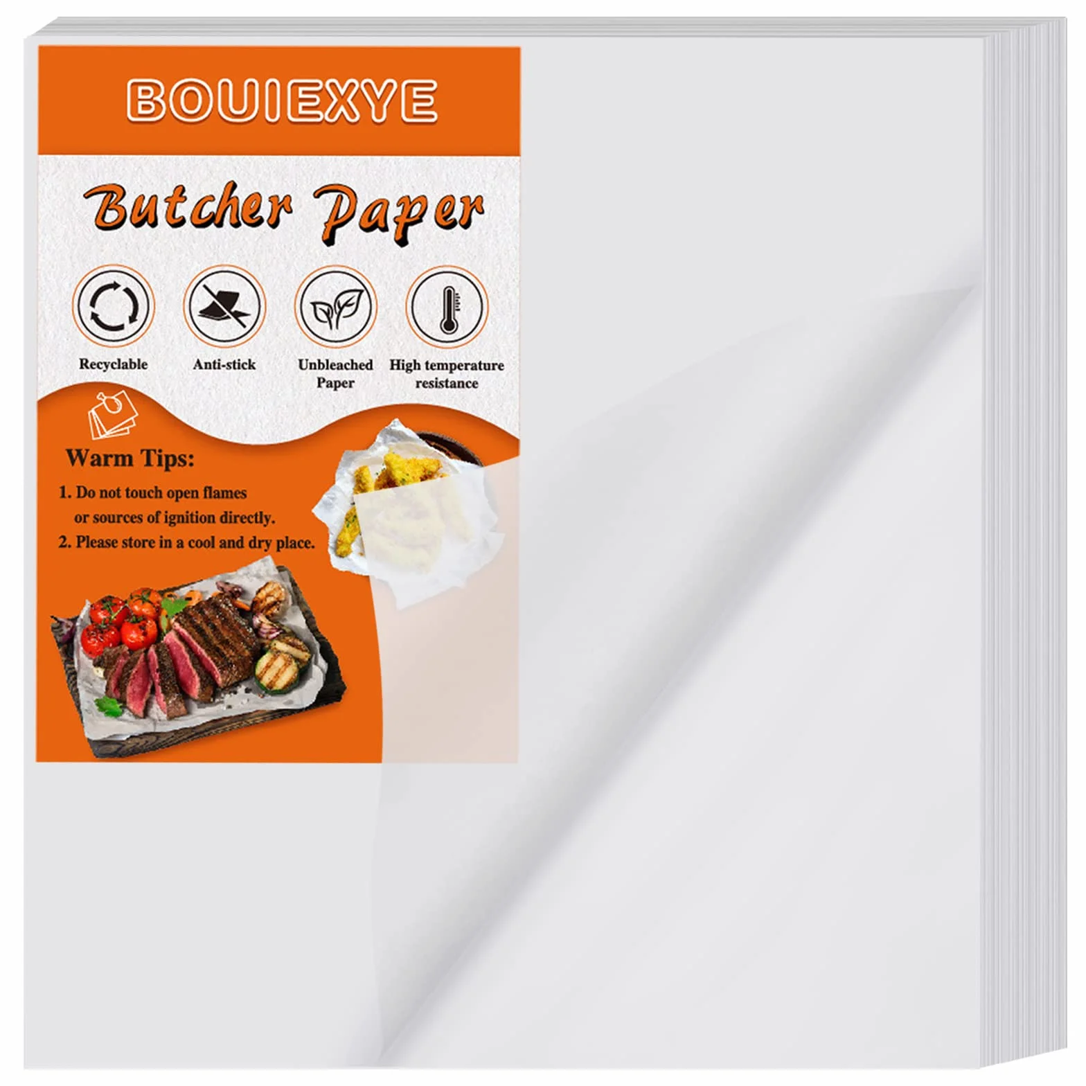 120 Fogli di Carta da Macellaio Bianca, Pretagliata, 30,5 x 30,5 cm, Usa e Getta per Avvolgere Carne
