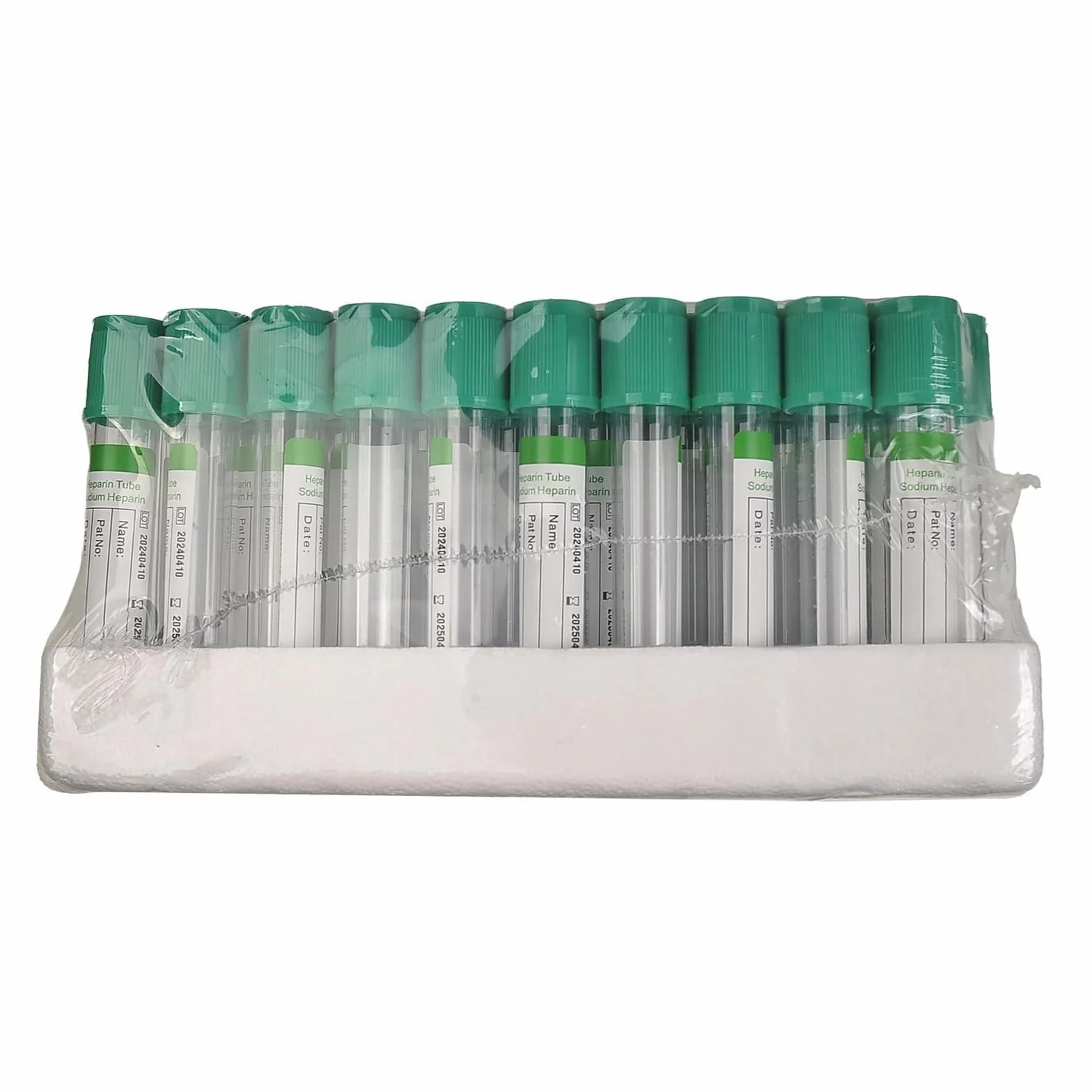 Provette for prelievo di sangue sottovuoto, provette in vetro con eparina al litio da 3 ml/5 ml con tappo a vite verde, for laboratori e unità di ricerca scientifica, 100 pezzi(5ml)