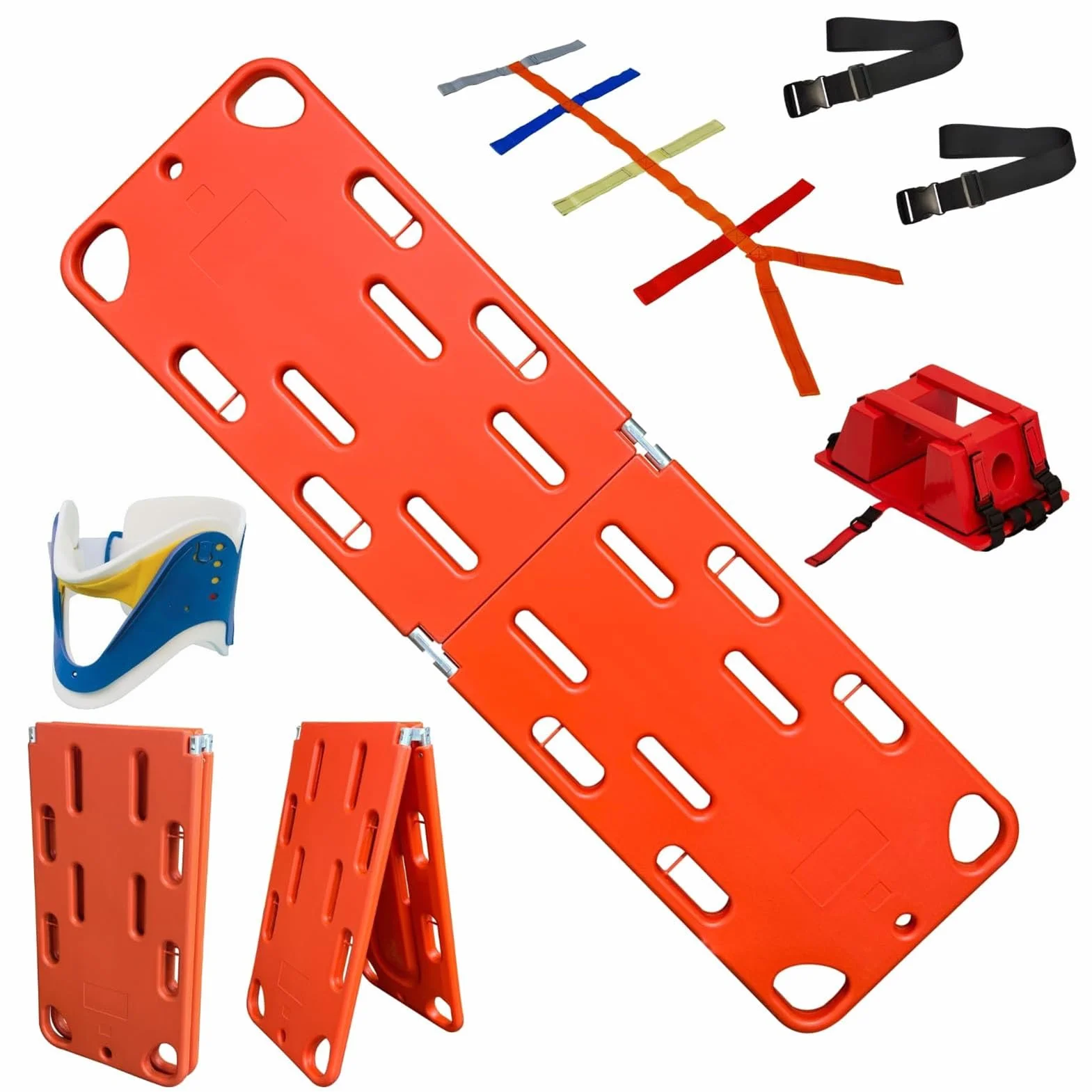 Tavola Spinale Leggera Per Soccorso D'Emergenza, Barella Pieghevole In Polietilene Primo Soccorso, Barella Pieghevole In Plastica 2/4, Capacità Di Carico 159 Kg, Per Soccorritori(2-fold)