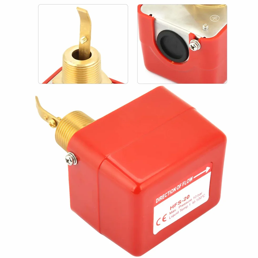 Hyuduo HFS-20 Flussostato dell'acqua in Acciaio Inossidabile 304, Interruttore a Paletta SPDT 3/4, 6-380 V
