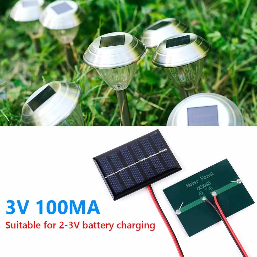 Pannello Solare 1W 3V 100MA DIY Outdoor Caricatore Solare Power Bank