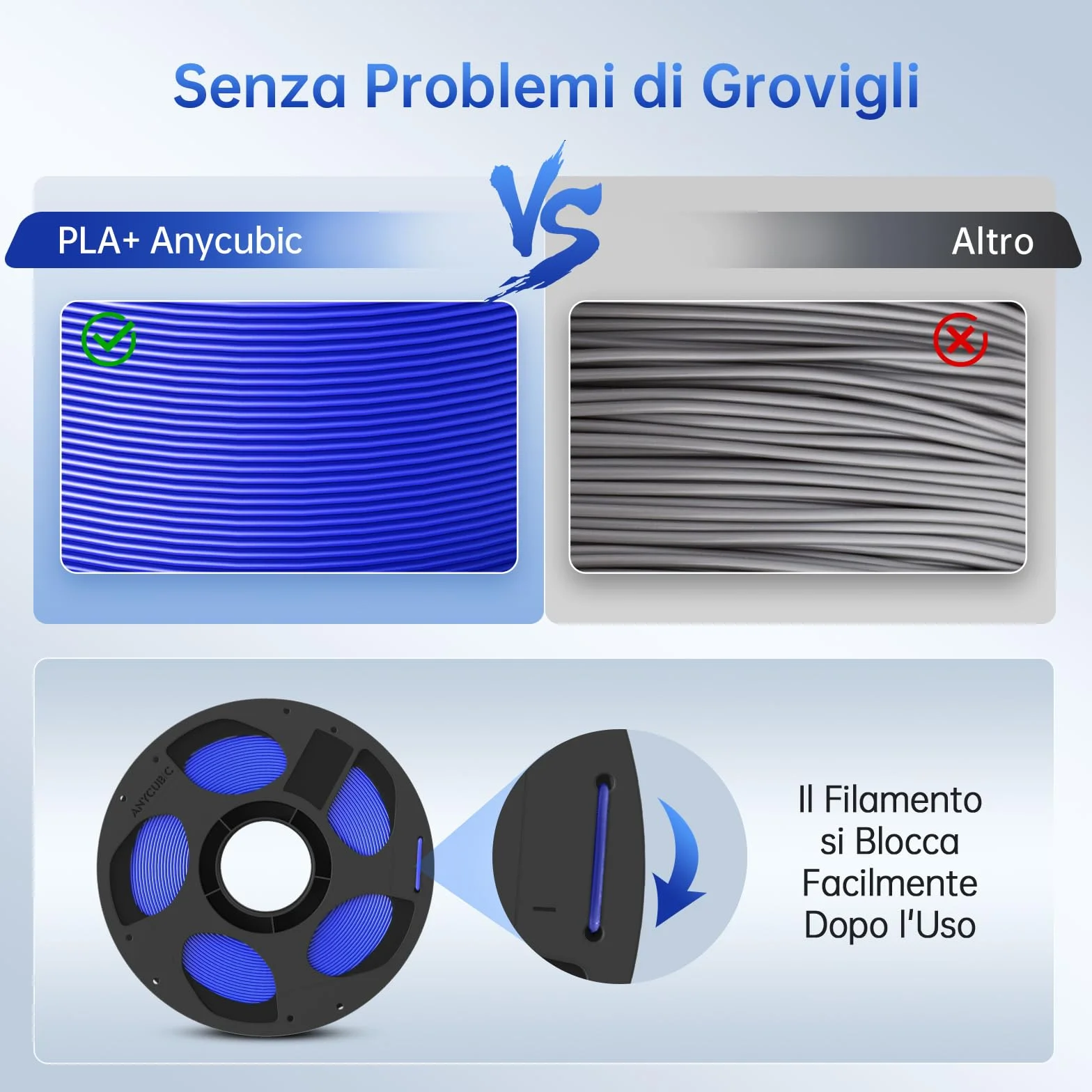 ANYCUBIC PLA+ Filamento 1,75 mm 4KG Nero Bianco Rosso Blu Stampa 3D Alta Tenacità Precisione
