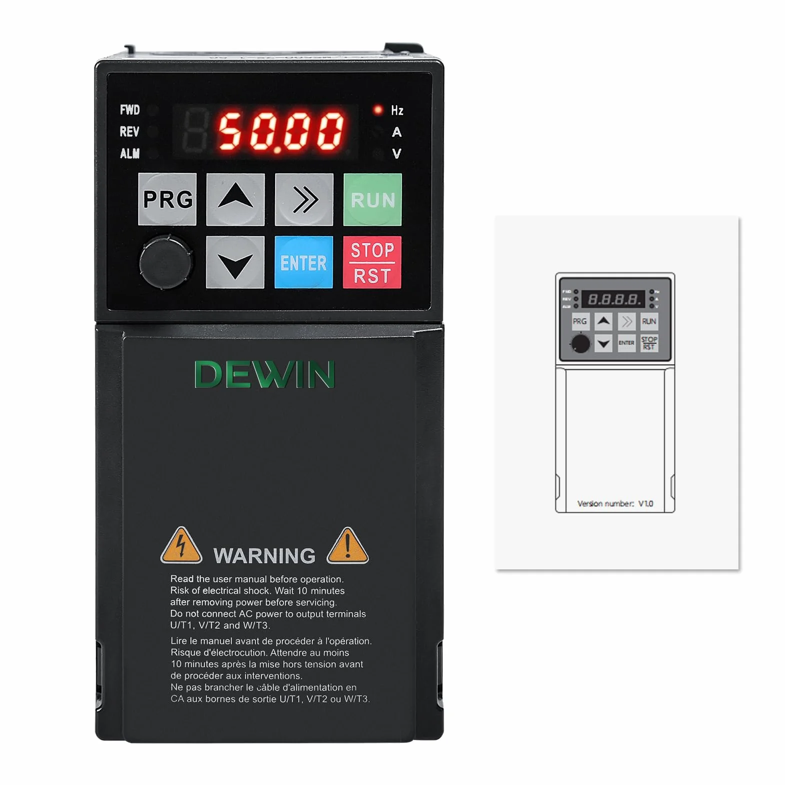 DEWIN Inverter Monofase per Motore Trifase, 2.2KW 220V Ingresso Monofase Uscita Trifase,Inverter per Motori Trifase Azionamento a Frequenza Variabile (Con Manuale in Italiano)