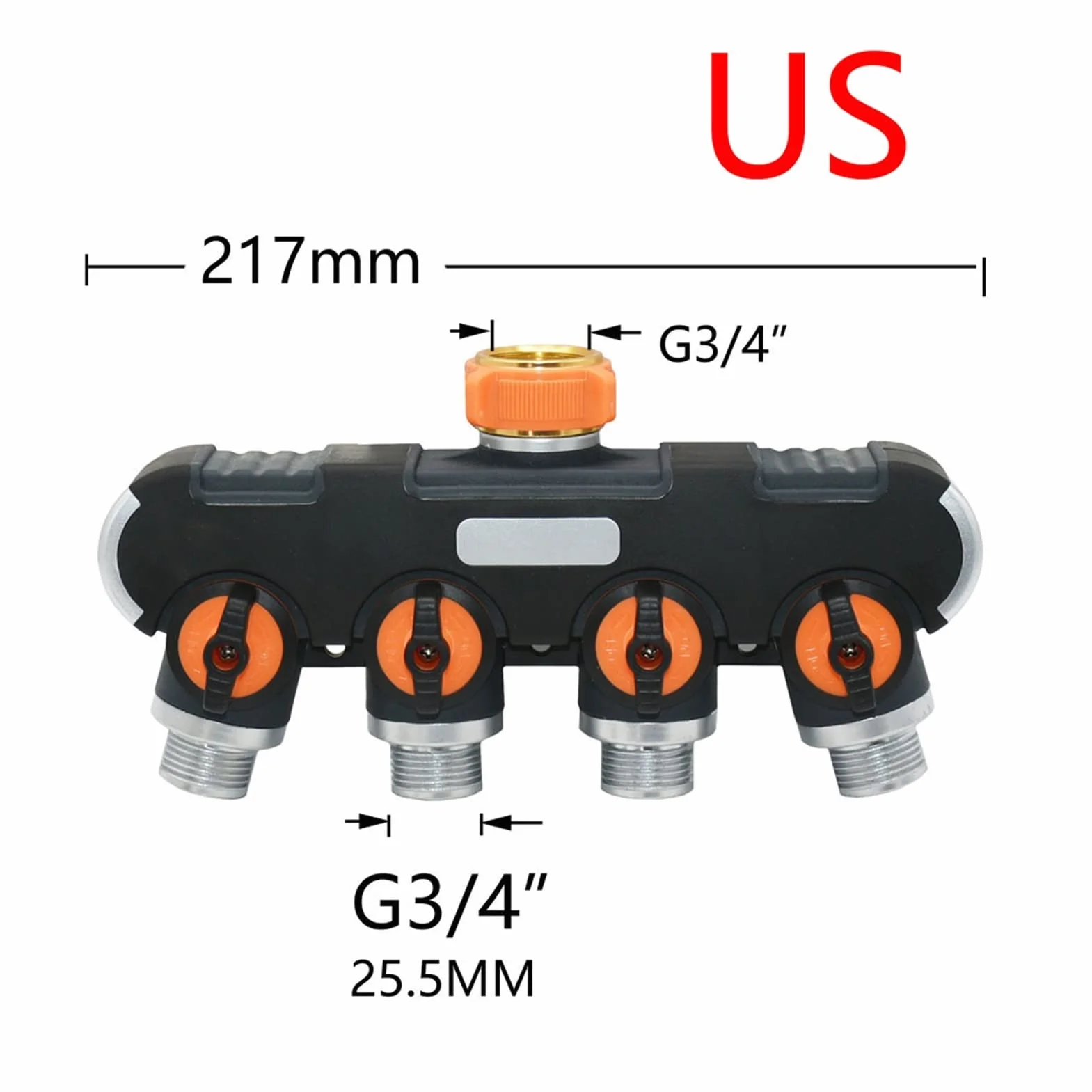 Connettori per tubo di irrigazione a goccia, 2/4 vie, rubinetto da giardino femmina, 1/2 pollice, 3/4 a 3/4 di pollice, valvola di irrigazione, deviatore per tubo, connettore rapido, 1 set (arancion