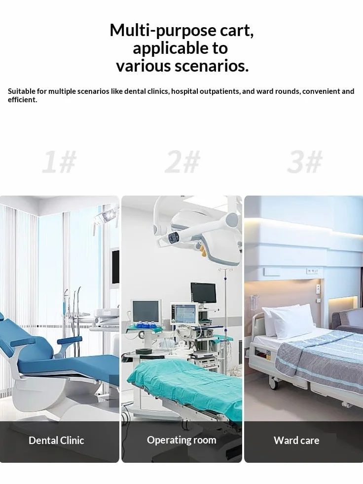 Carrello per postazione di lavoro per laptop medico con ruote, carrello da laboratorio regolabile in altezza con supporto per scanner, robusta scrivania per computer portatile per cliniche dentali