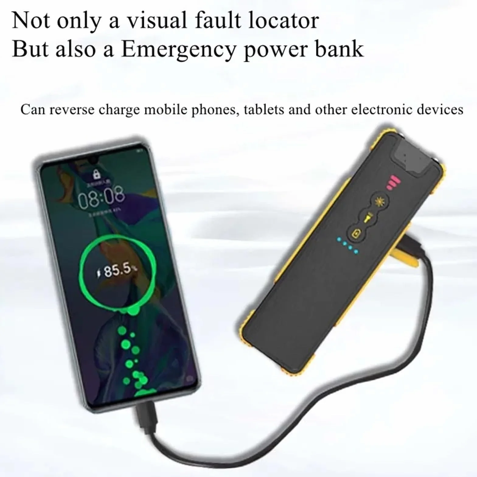 Power Bank con penna localizzatore visivo di guasti in fibra ottica ricaricabile da 3200 mAh - Portata prova 1-50 km 15/30/50 mW for test sui cavi,Serie Telecomunicazioni(50mw)
