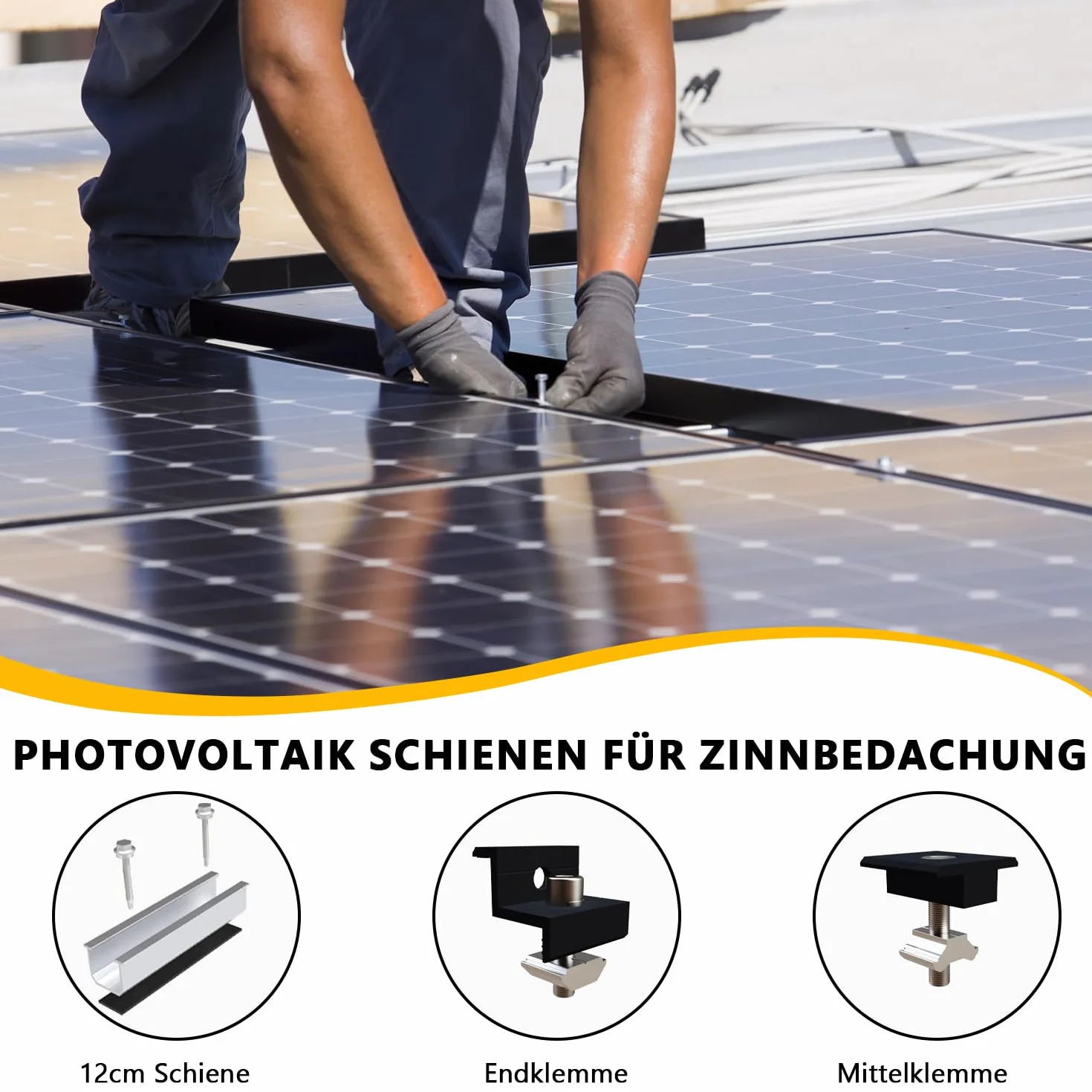 Kit di supporto per pannello solare, supporto per pannello solare, binario di fissaggio PV, supporto per tetto piatto fotovoltaico per moduli di spessore 30-35 mm, supporto PV per tetto piatto