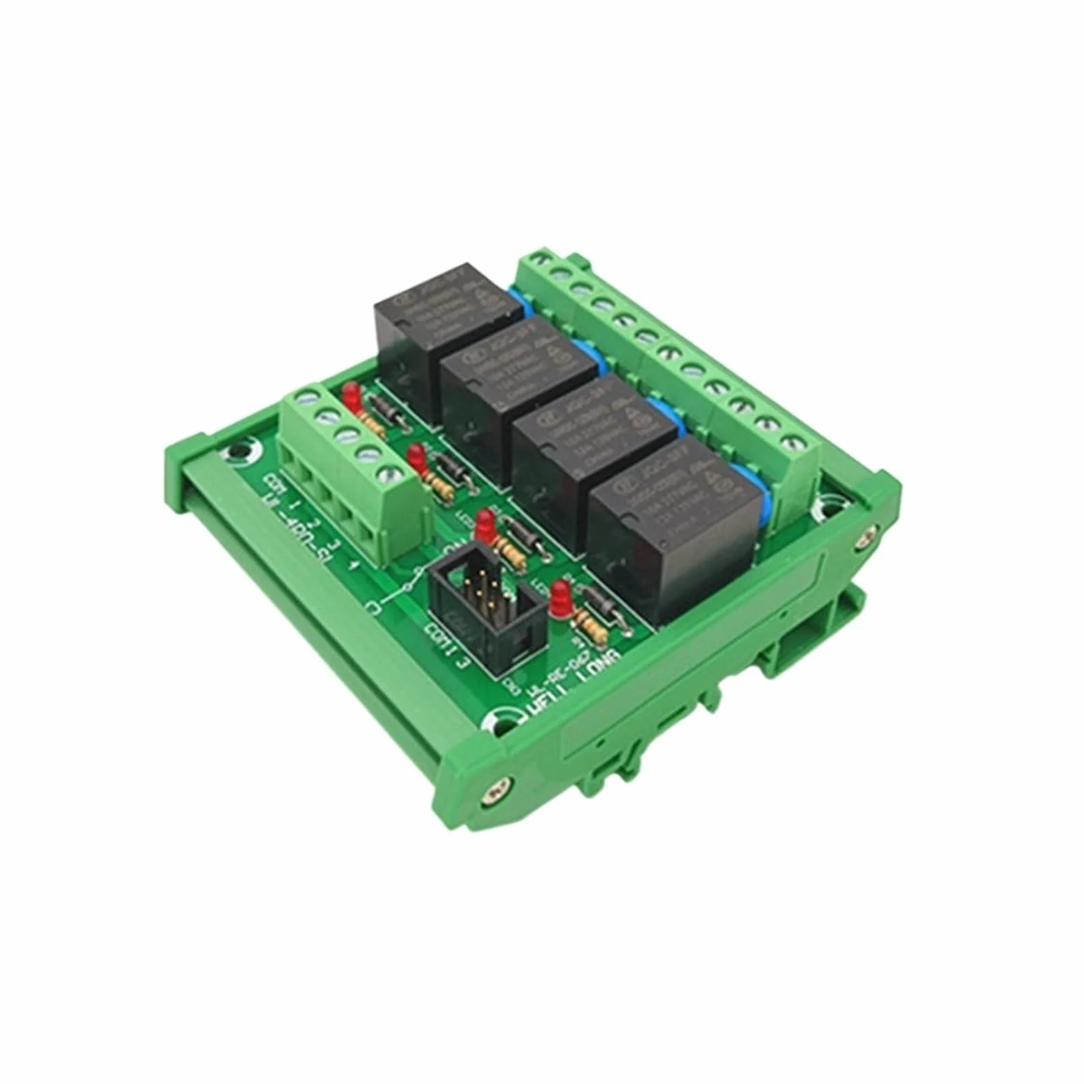 Modulo relè PLC Modulo interfaccia relè di potenza 12V 15A tipo PNP a 4 canali con montaggio su guida DIN, HF JQC-3FF-12V-1ZS