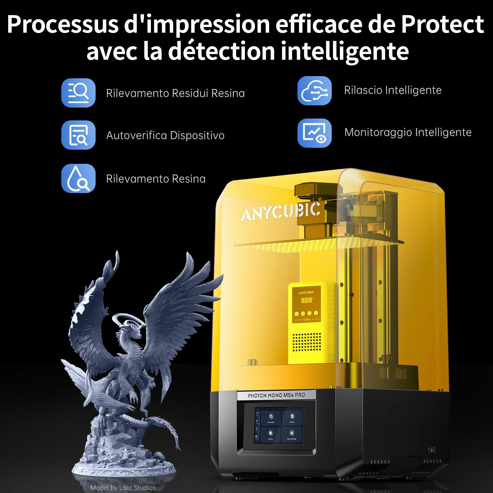 Anycubic Stampante 3D Resina Photon Mono M5s Pro 14K con Livellamento Automatico, Velocità 3 Volte Superiore, Mini Riscaldatore e Purificatoree e Altro Ancora, Per i Giocatori 3D Dalle Mille Esigenze