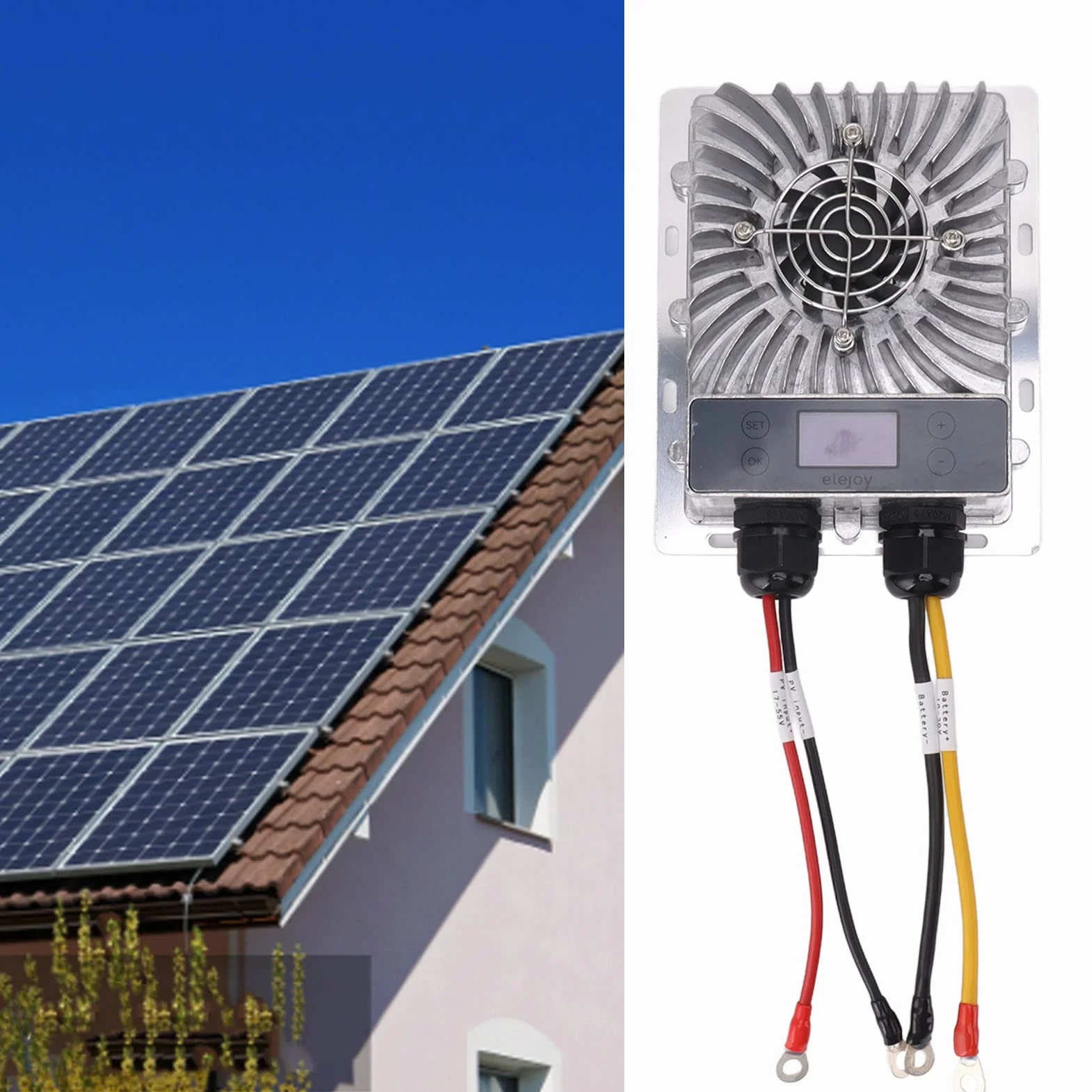 Hyuduo Regolatore di Carica Solare, Regolatore del Pannello Solare MPPT da 600 W Ingresso Regolabile da 10 a 30 V con Display LCD, Protezione da Sovracorrente per la Ricarica della Batteria Fuori