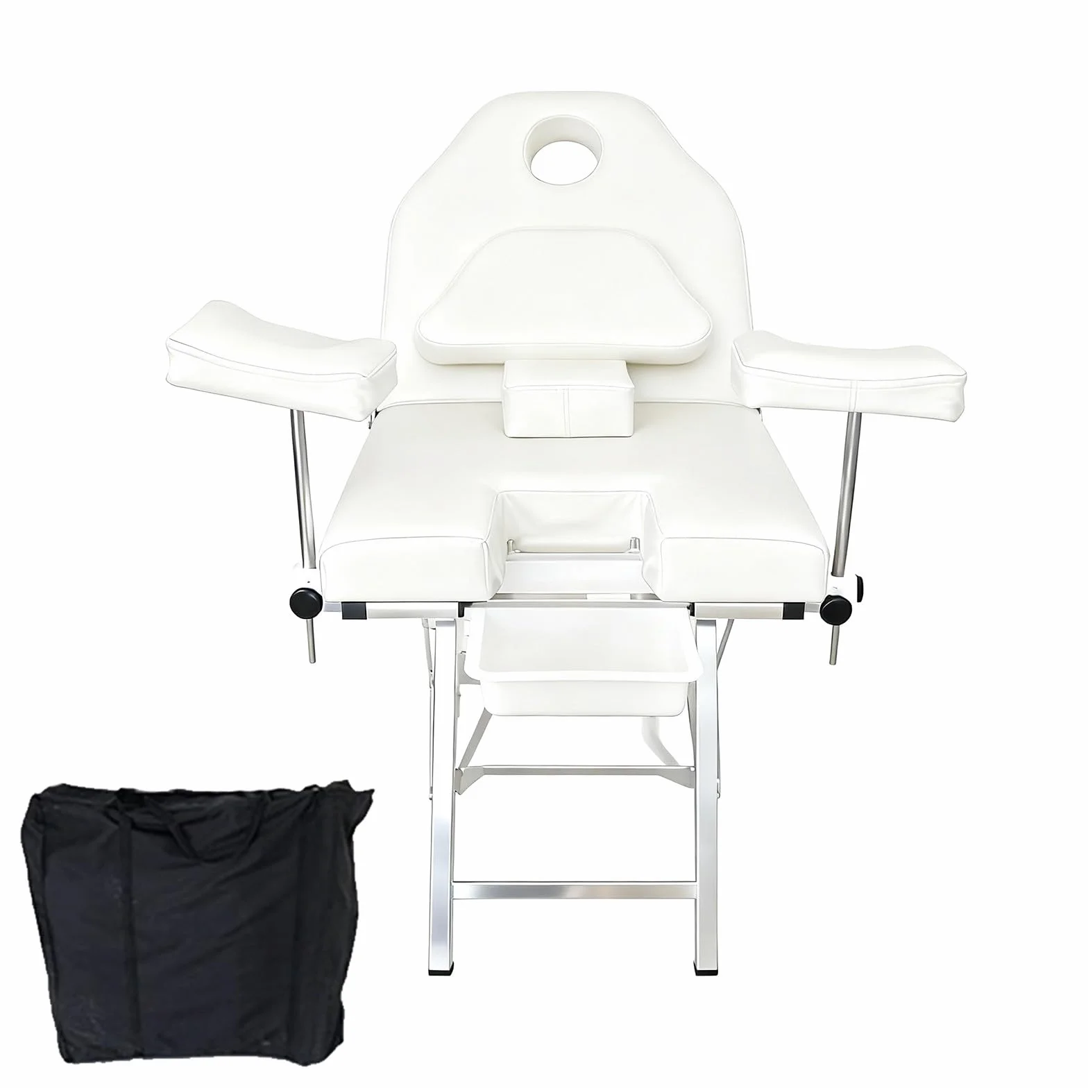 Lettino da massaggio pieghevole con poggiatesta ergonomico, lettino chirurgico ginecologico pieghevole portatile, sedia per assistenza medica privata per il parto white