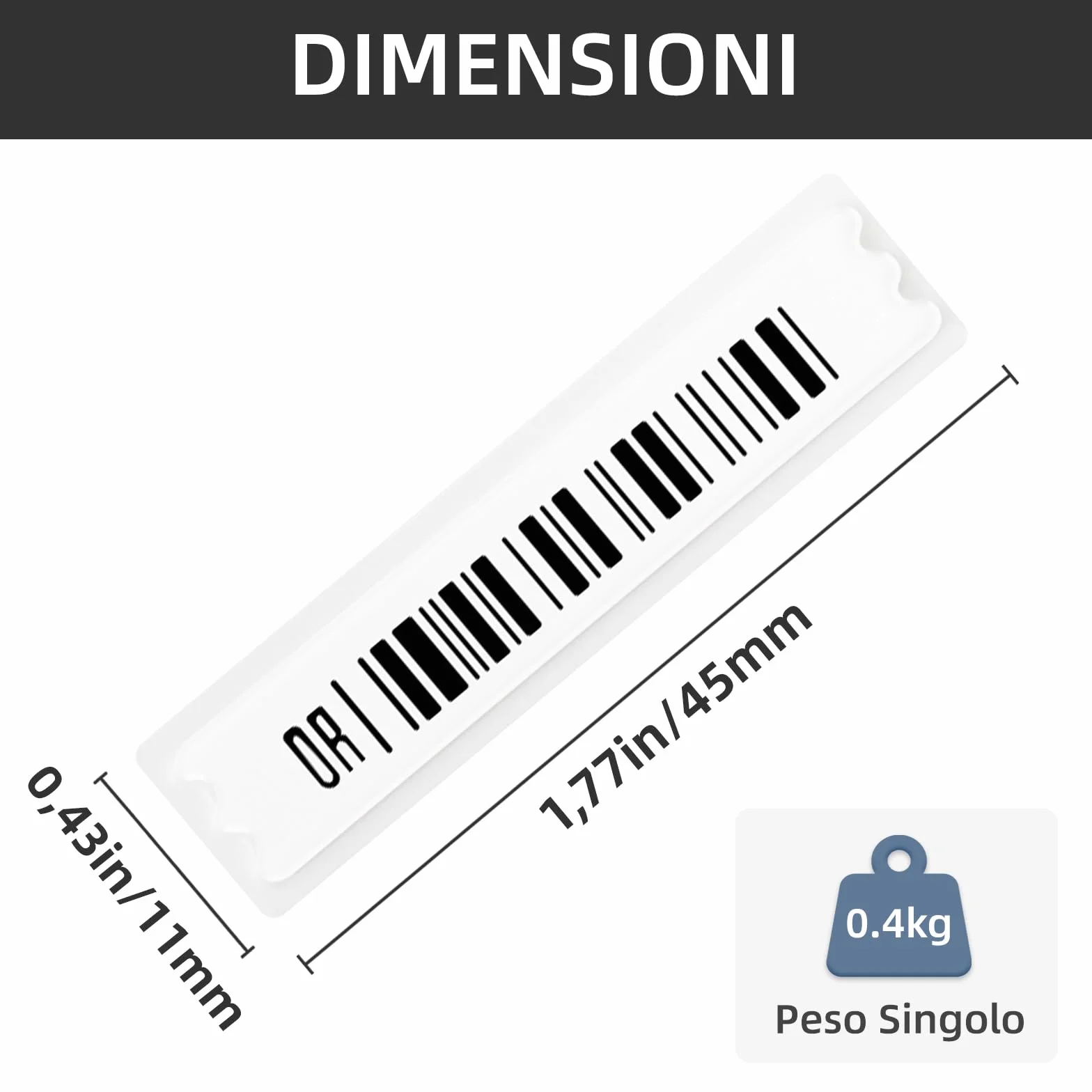 Adesivi di Sicurezza per Retail, Etichetta Antitaccheggio AM 58kHz DR per Sistemi EAS, Etichetta Monouso per Negozi al Dettaglio, Minimarket e Supermercati (1000)