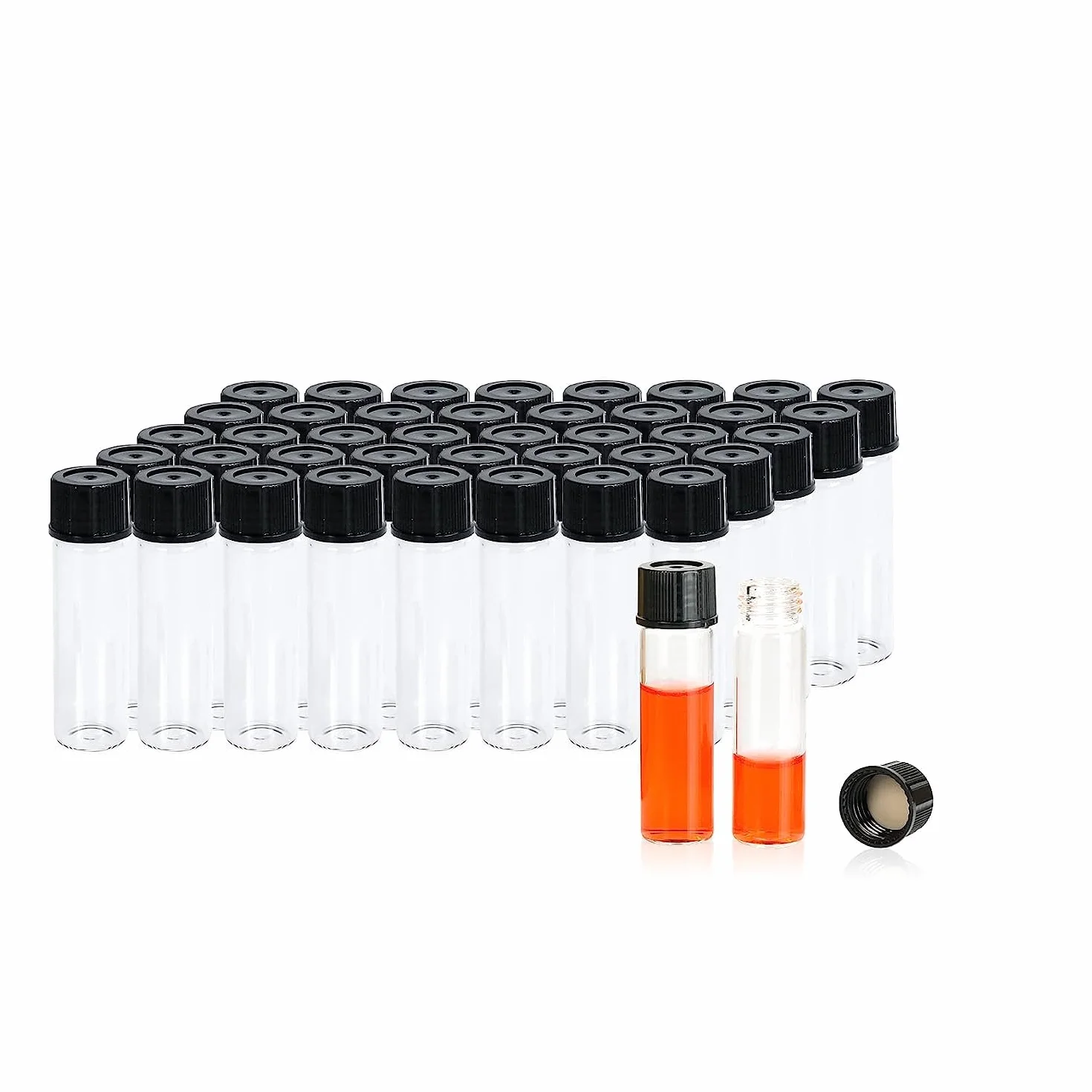 144 Pezzi Flaconi Campioni Vetro Trasparente 8ml con Tappo a Vite PTFE Naturale/Fodera in Silicone Bianco 17x60mm