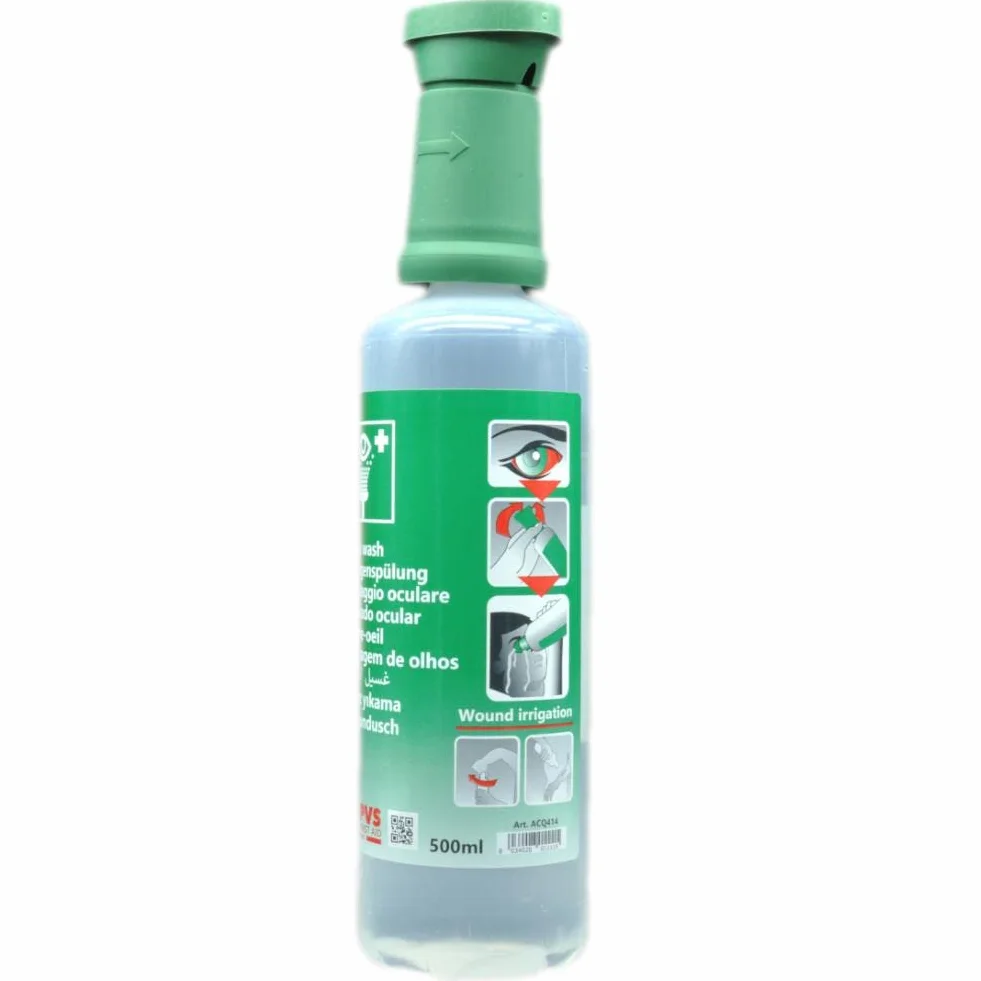 Soluzione salina sterile monouso, capacità 100 ml, per il lavaggio oculare d'emergenza