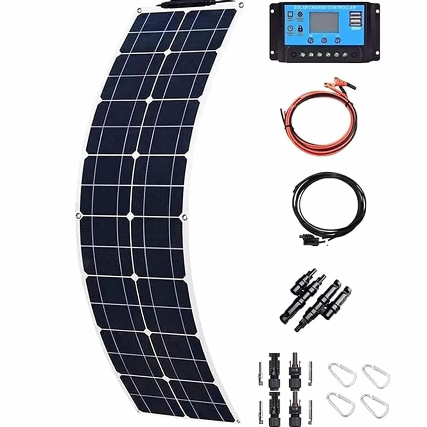 Kit Pannello Solare Da 200 W/400 W/800 W, Pannello Solare Monocristallino Flessibile, Pannello Solare Con Controller Da 40 A, Pannello Solare Ultrasottile,200W