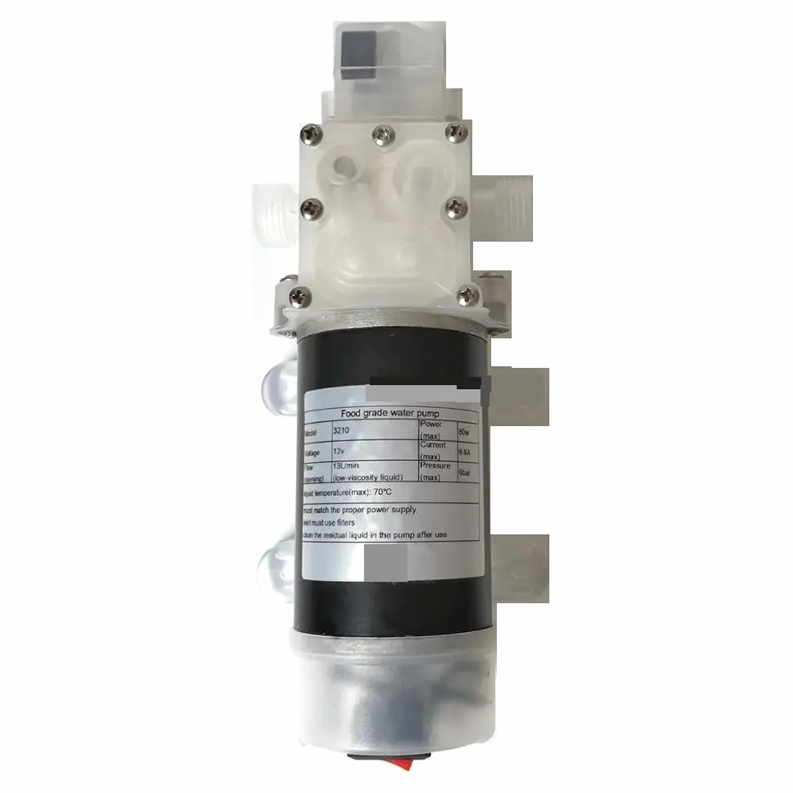 Pompa For Liquidi A Membrana For Uso Alimentare DC 12V 80W Pompa Booster Autoadescante Con Pressostato 13L / Min G1/2 Porta For Latte Di Vino (Size : 12V)