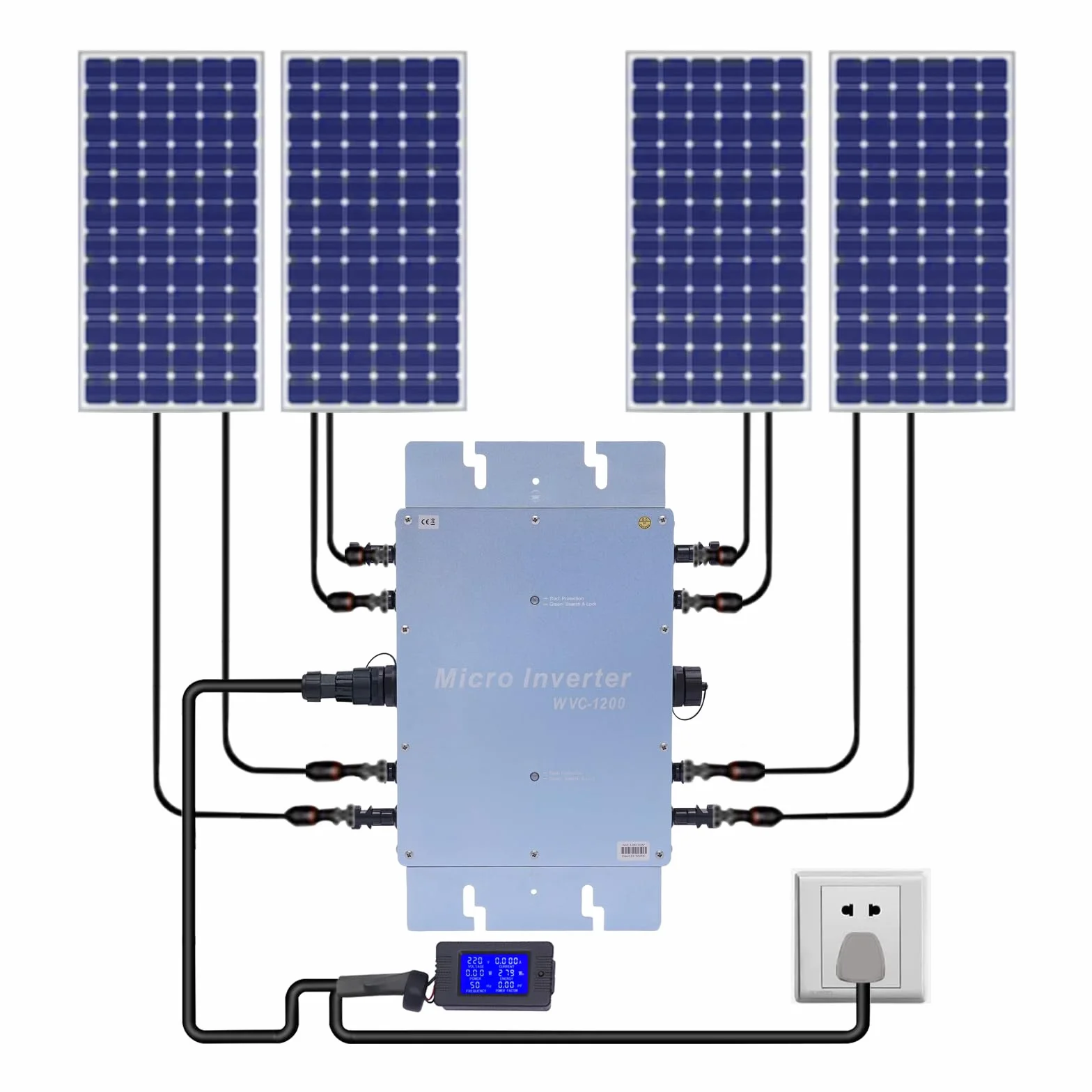 Micro inverter solare 1200W IP65 36V display LCD