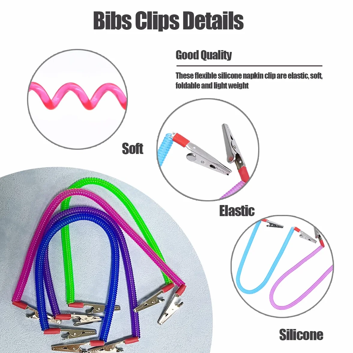 Catene da collo con clip in metallo per dentisti portatovaglioli multicolore protezione abbigliamento adulti bambini