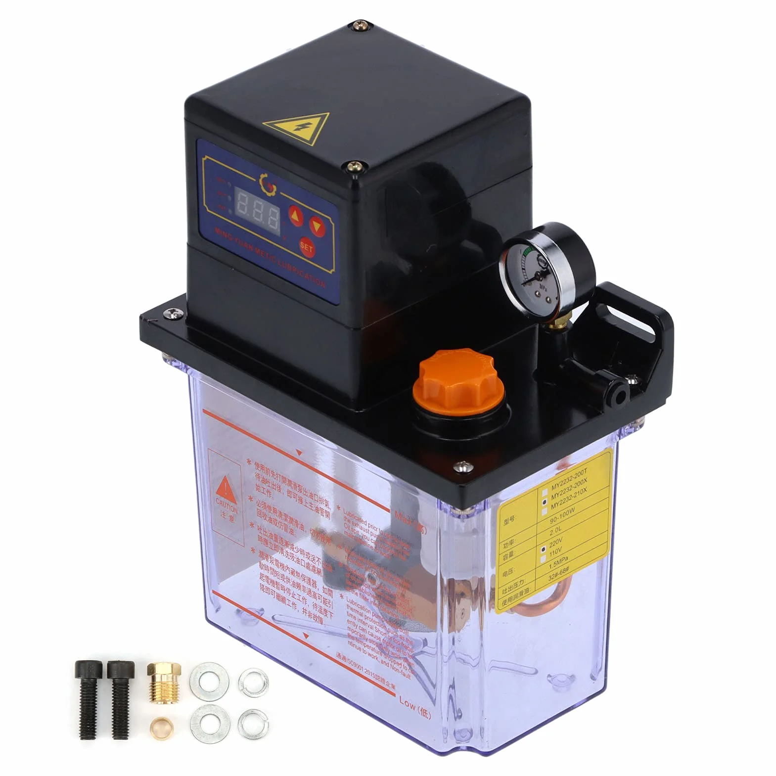 FTVOGUE Pompa di Lubrificazione, Pompa Dell'olio Lubrificante Automatica MY2232H-200X Pompa Dell'olio per Macchine Utensili CNC AC 220V