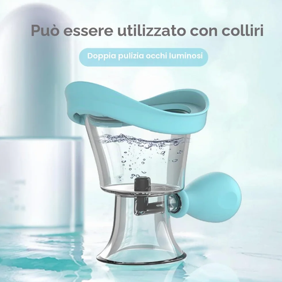 Bicchiere per il lavaggio degli occhi, Kit per il lavaggio degli occhi silicone manuale per la pulizia degli occhi strumento per il lavaggio degli occhi (Blu)