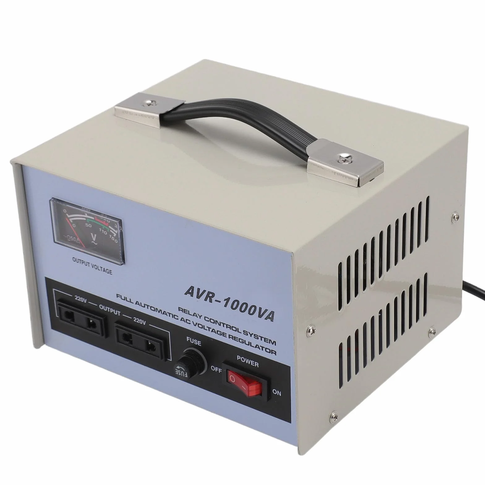 Stabilizzatore di Tensione Automatico con 2 SAFE WIRE Regolatore di Tensione CA Variabile 1000 W Ingresso 160‑250 V Trasformatore Variabile di Uscita 220 V 3 Prese (Spina europea)