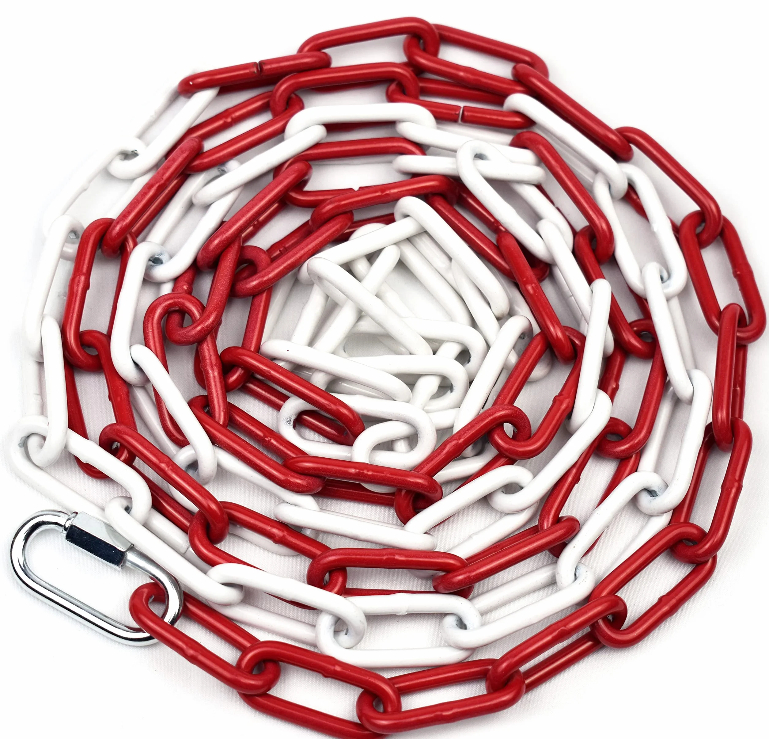 Catena di chiusura in metallo rosso, bianco, 10 metri, diametro 4 mm, con 2 chiusure a maglie