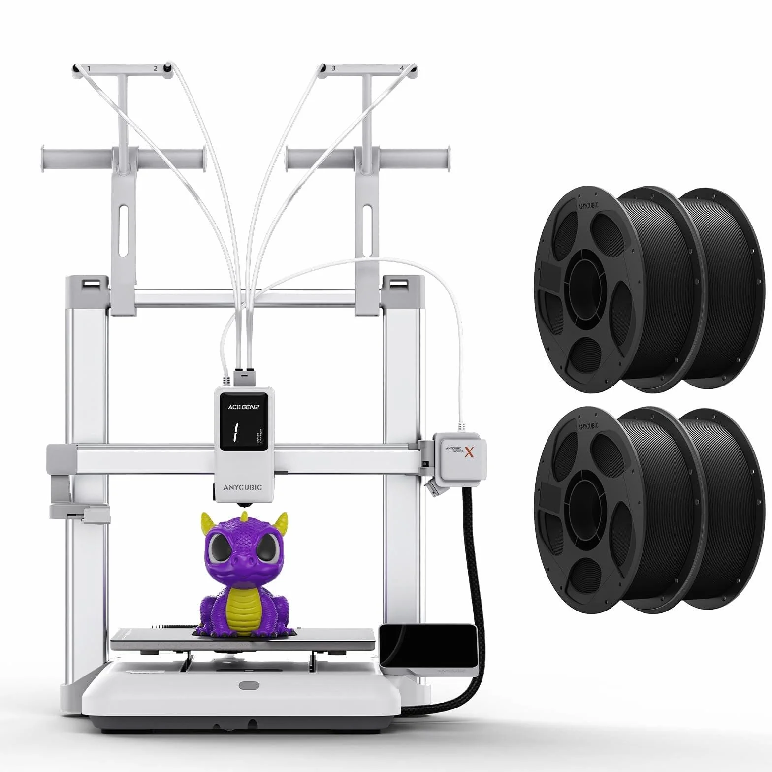 Anycubic Kobra X Multicolore Stampante 3D + PLA Filamento Nero 4KG, Stampa a 4 Colori, Velocità Elevata di 600 mm/s