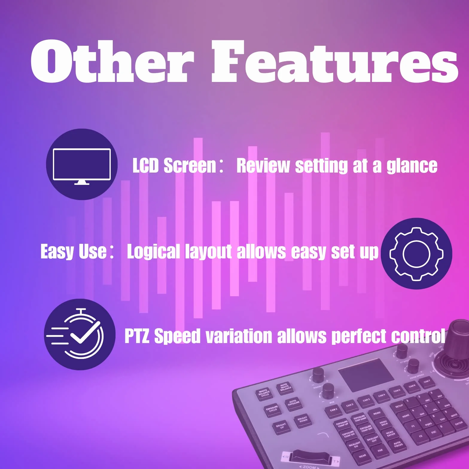 zowietek Controller telecamera PTZ | Tastiera seriale PTZ | Joystick 3D con Visca | PELCO D/P | RS232 RS485 con schermo LCD